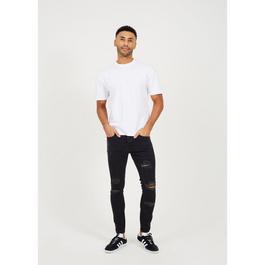 Brave Soul Charcoal Skinny Fit Jean with Knee Rips