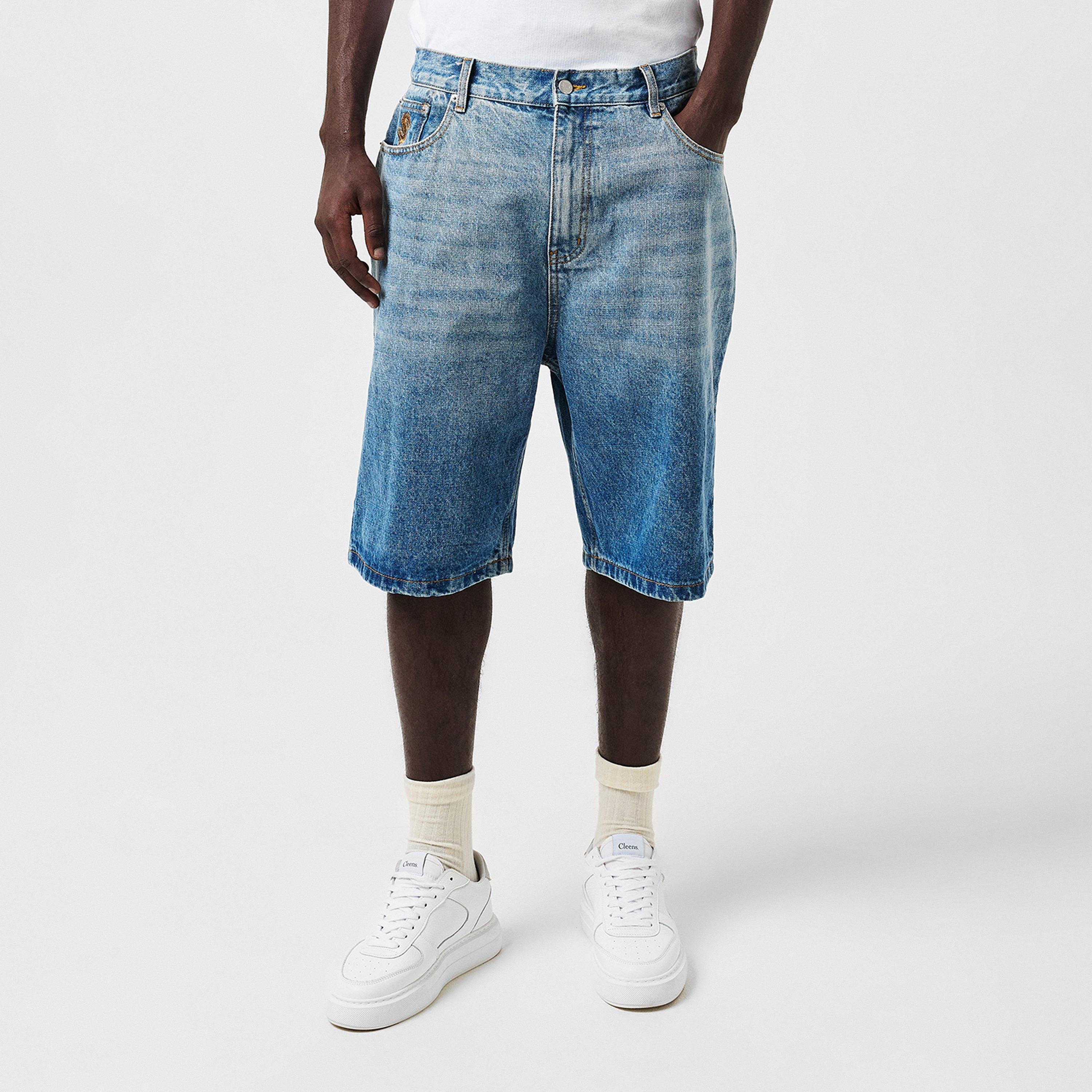 Mid Wash Blue - Billionaire Boys Club - Knee Length Astro Denim Shorts - 3