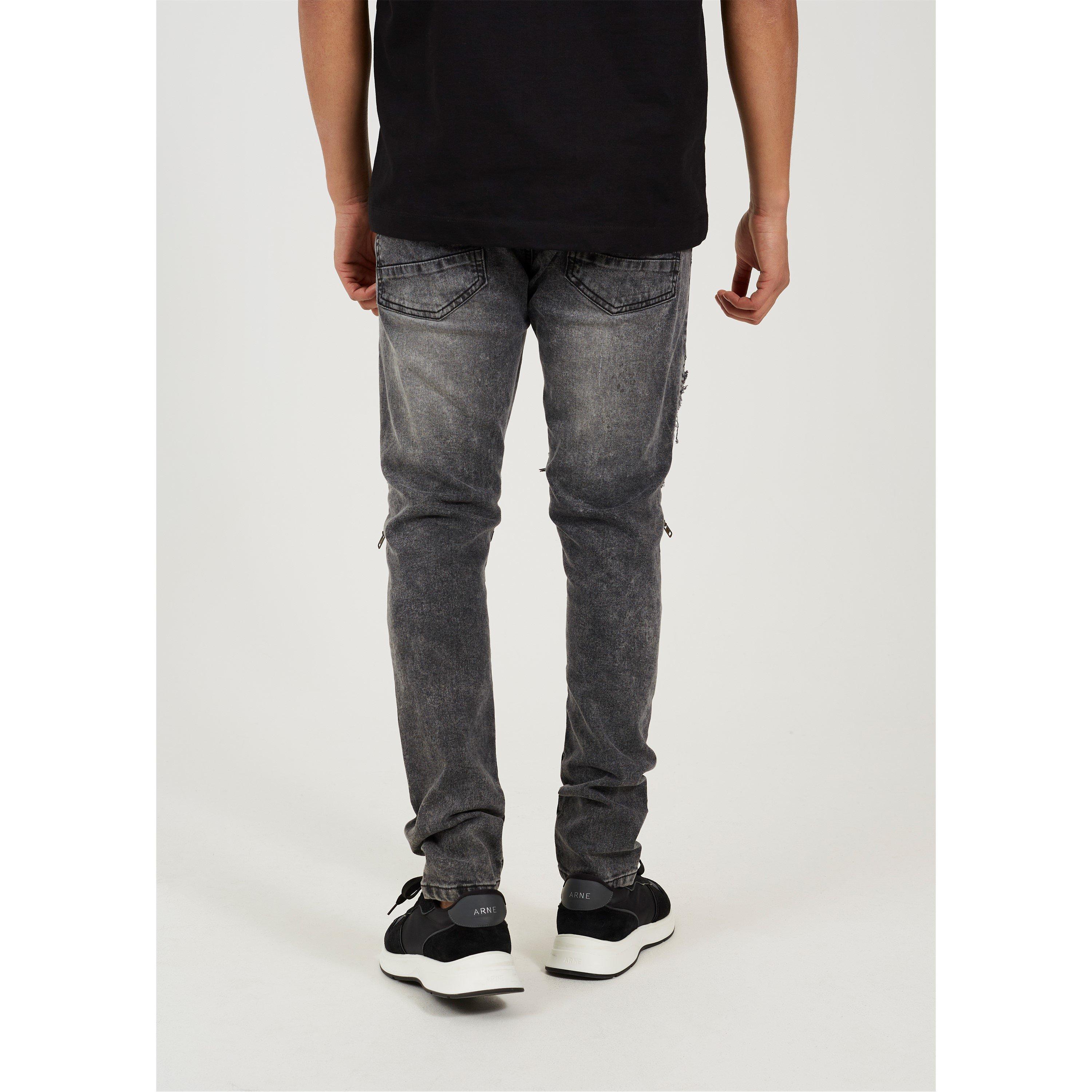 Schwarz - Brave Soul - Wash Biker Jean - 3