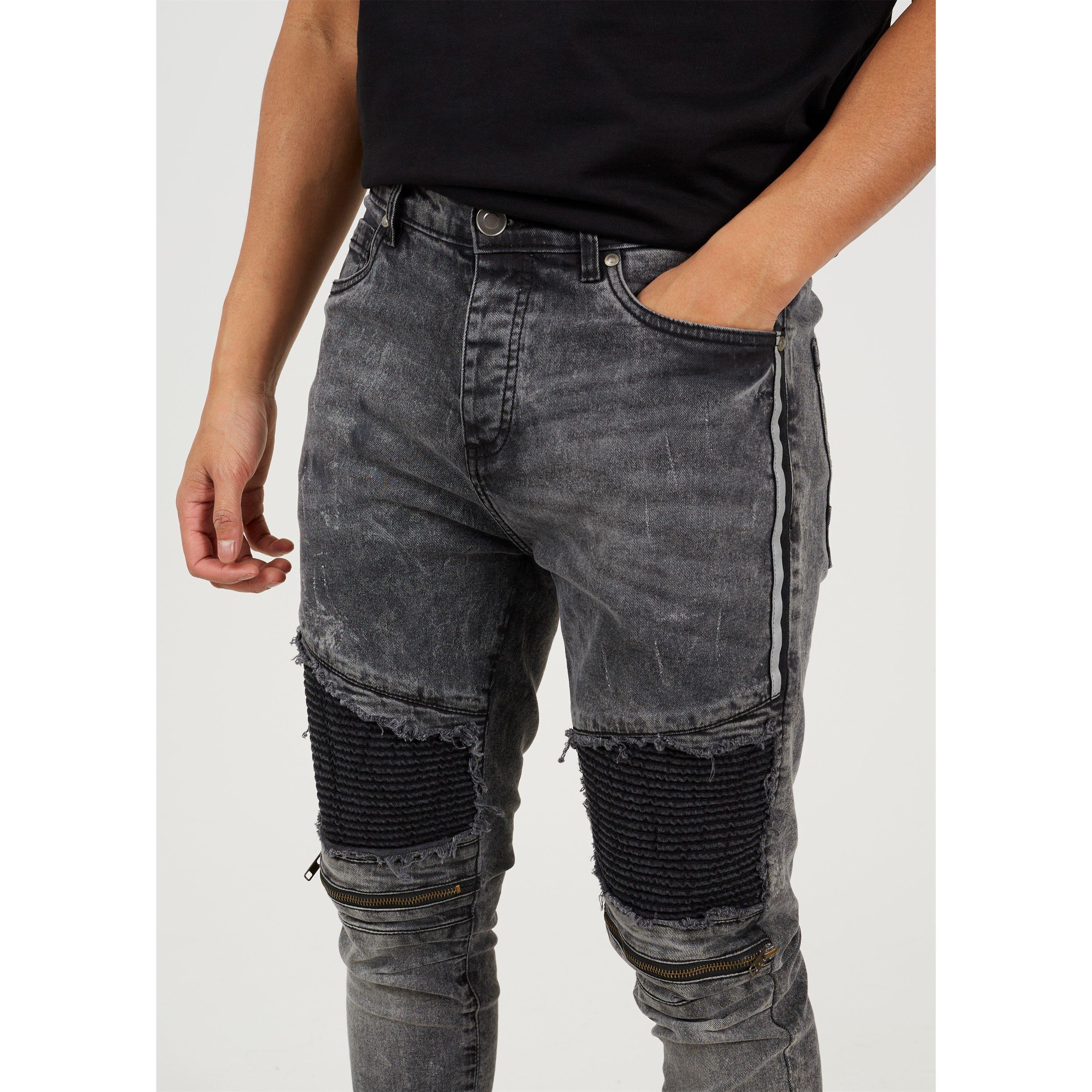 Schwarz - Brave Soul - Wash Biker Jean - 4