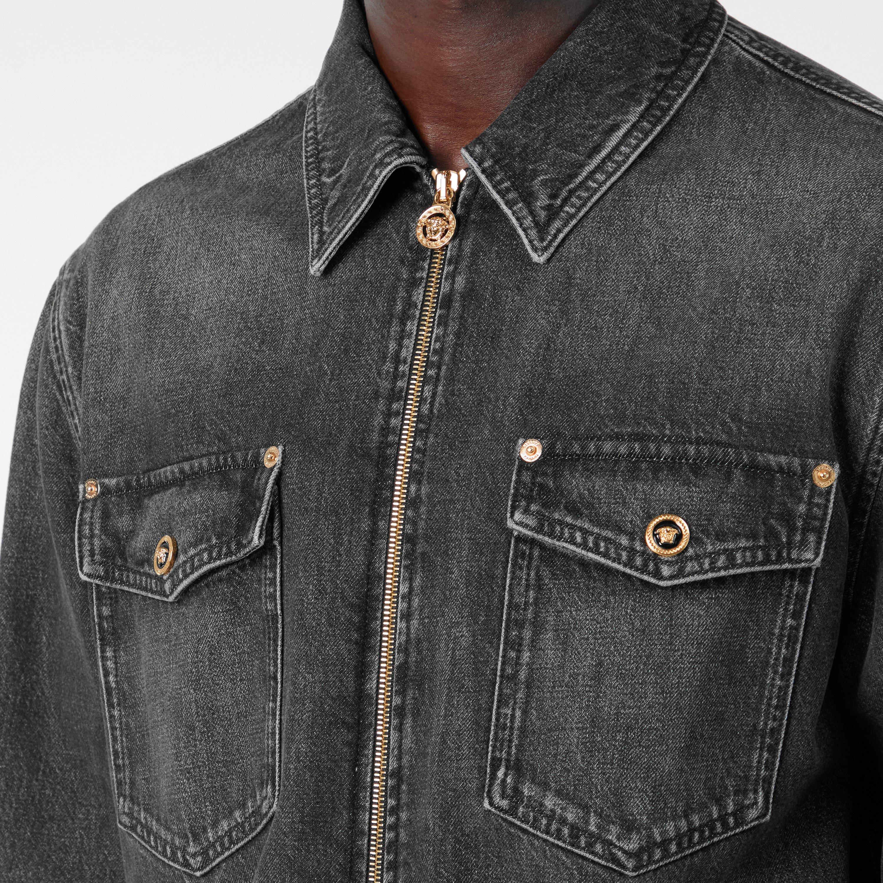 Grey - Versace - Men's Denim Long-Sleeve Shirt - 5