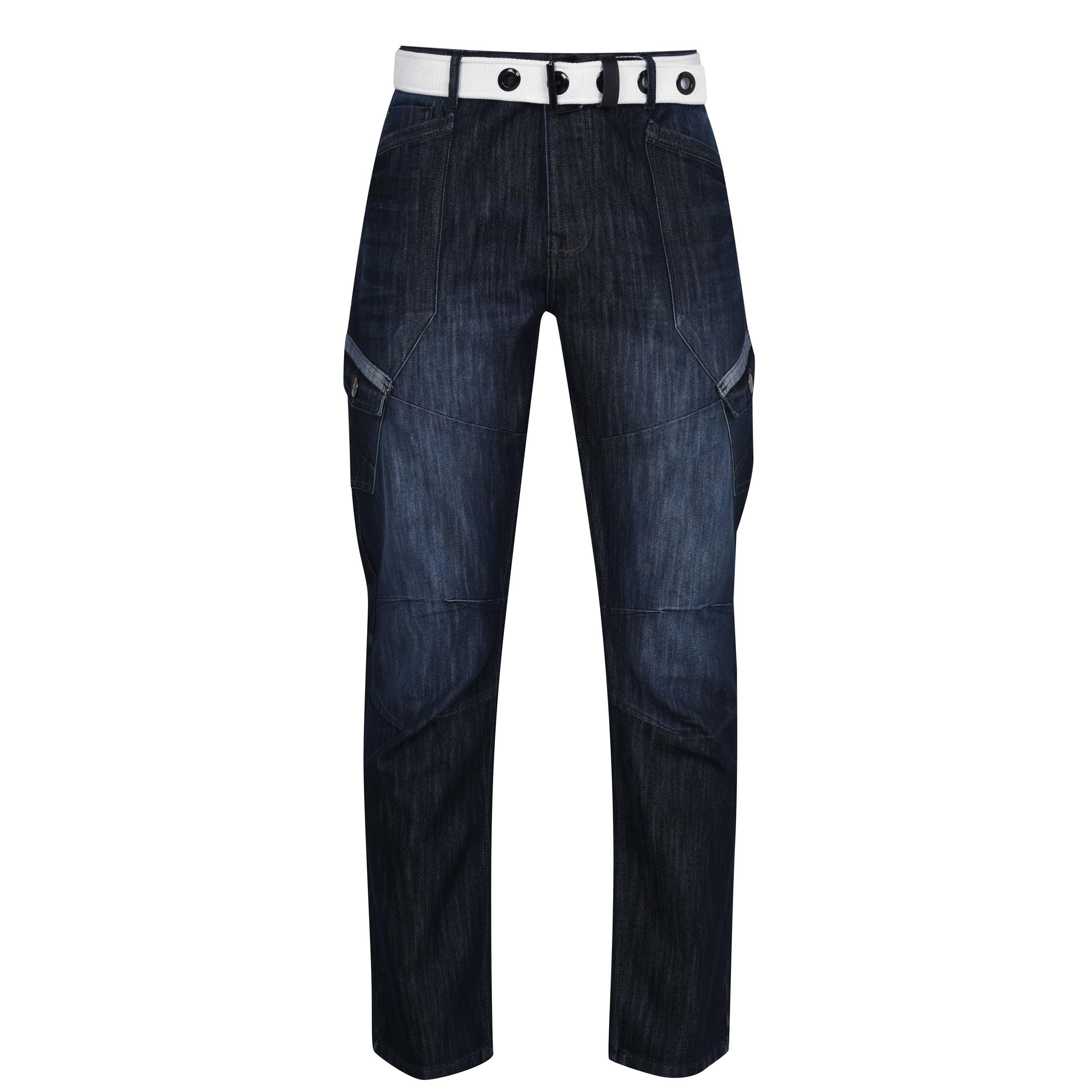 Dark Wash - Airwalk - Belted Cargo Jeans Mens - 1
