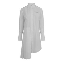 Off White Diagonal Plisse Shirt Dress