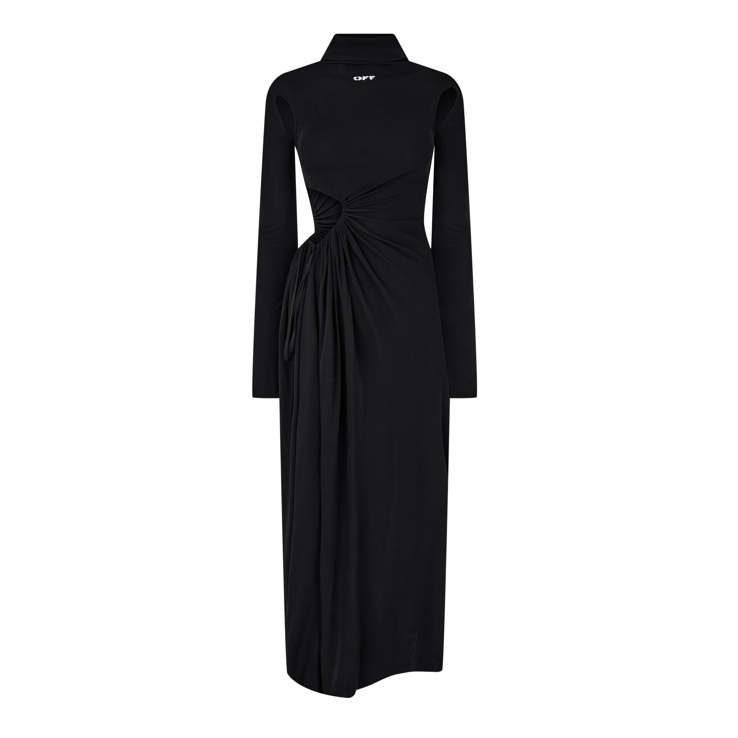 Black White - Off White - Women's Stamp Ruched Layered Maxi Dress - 1