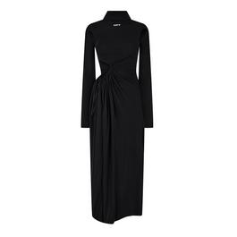 Off White Stamp Ruched Layered Maxi Dress