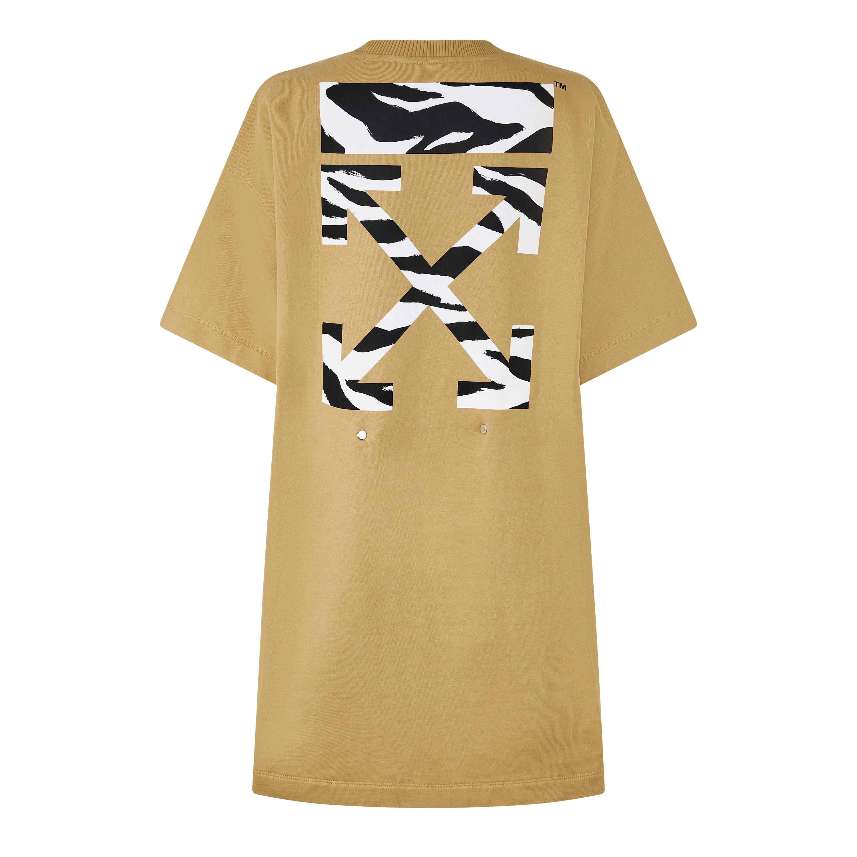 Black Zebra - Off White - Women's Zebra Arrows Graphic Design T-Shirt Dress - 2