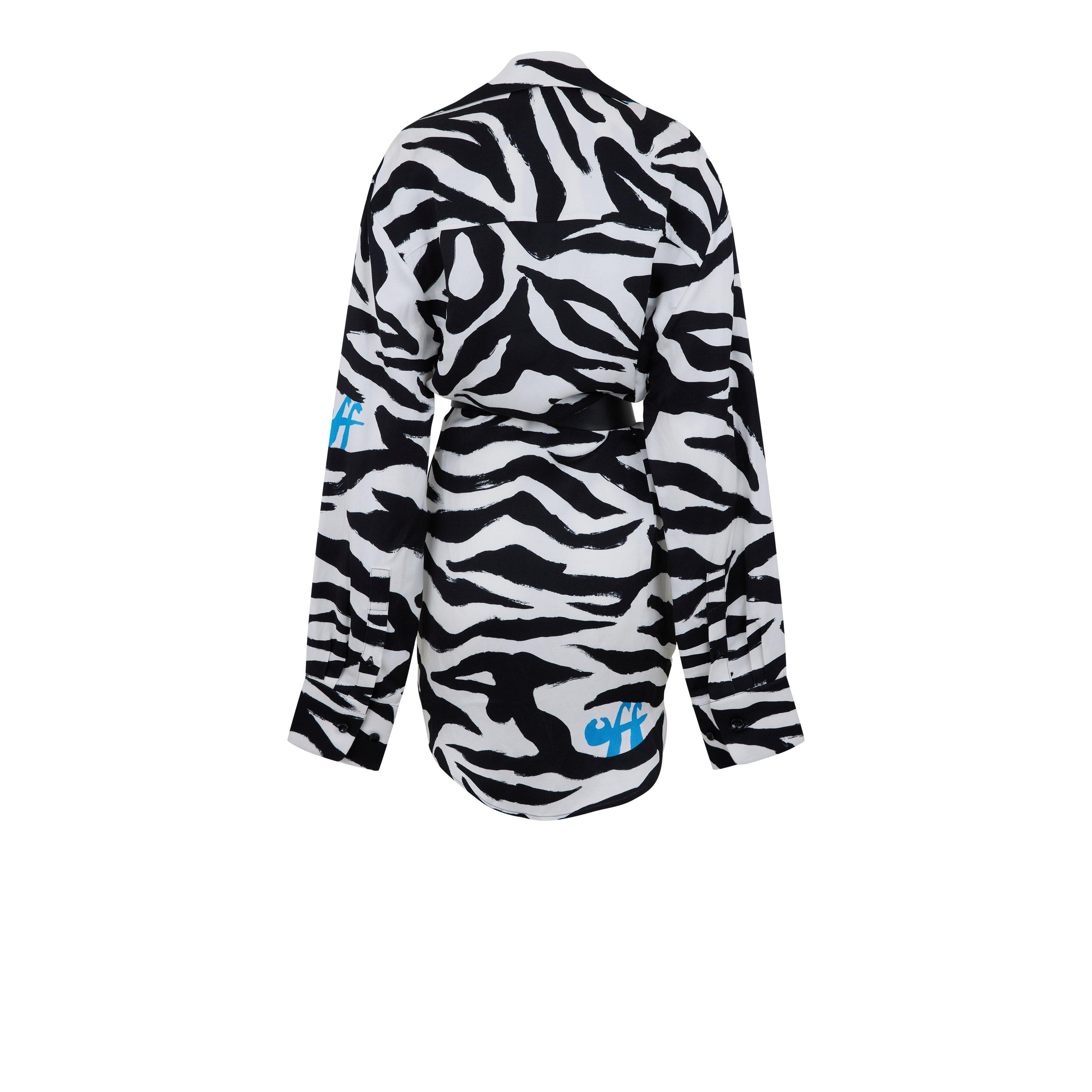 White Black - Off White - Women's Zebra Vi Dress Shirt Dress - 2