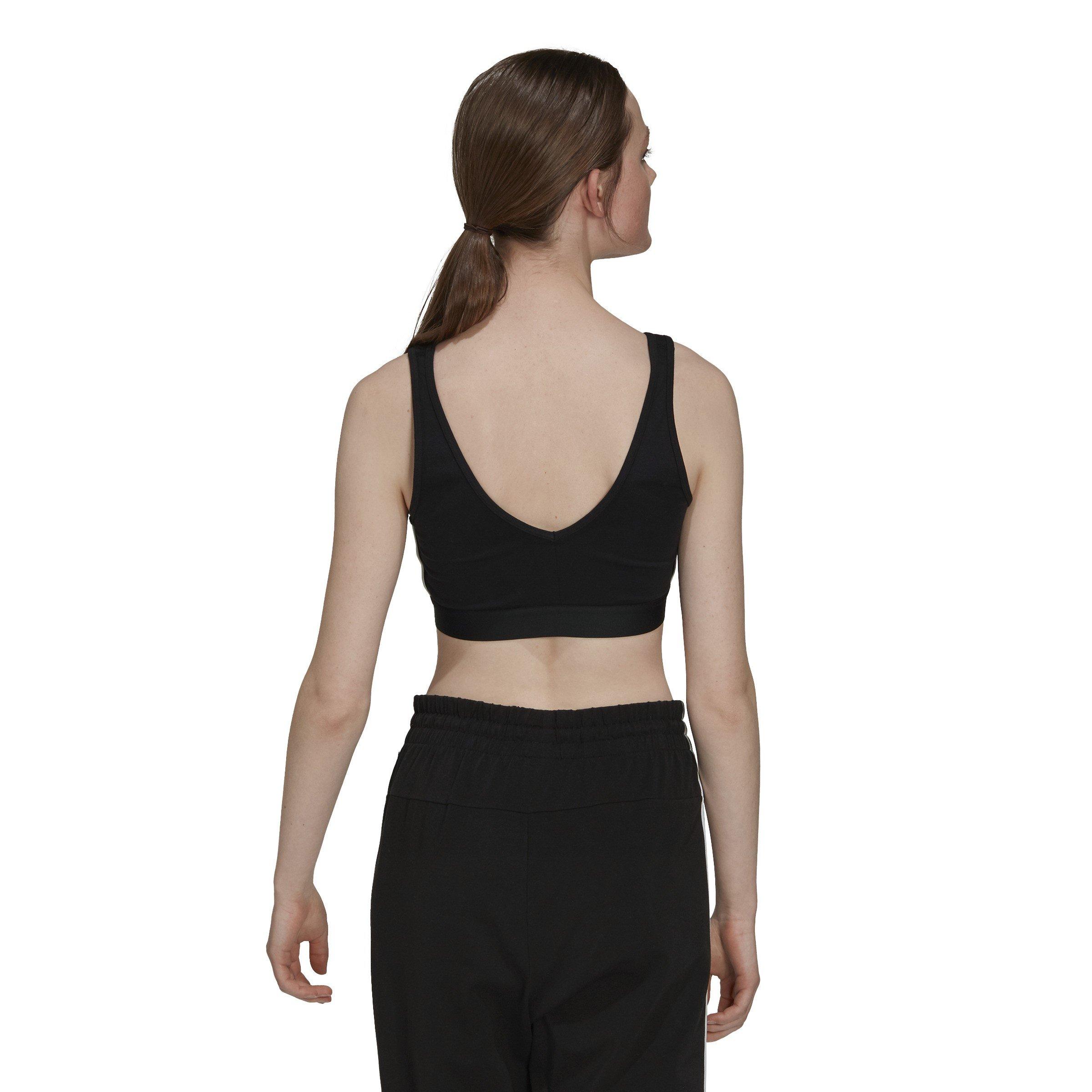Black/White - adidas - 3-Stripes Crop Top With Removable Pads - 3
