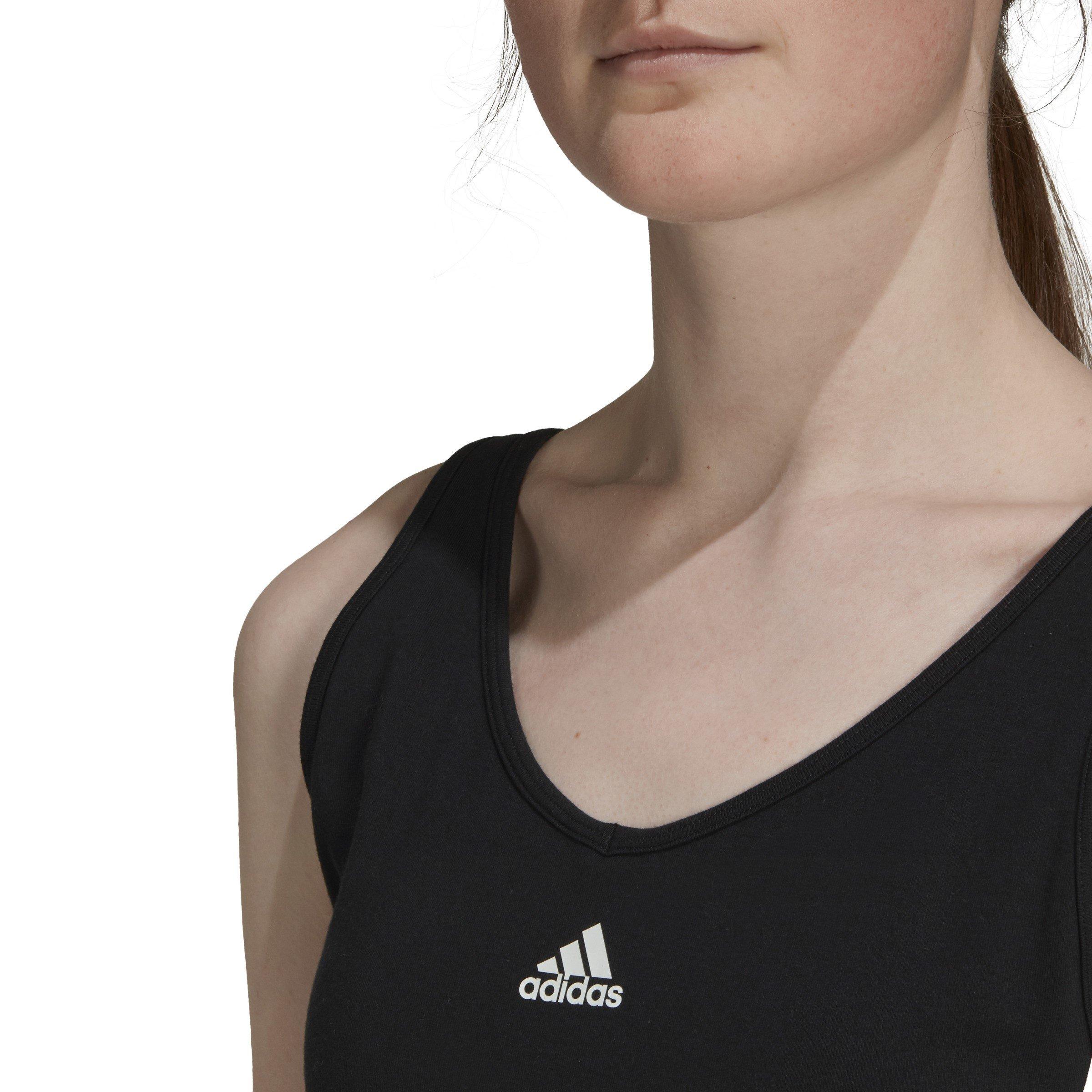 Black/White - adidas - 3-Stripes Crop Top With Removable Pads - 5
