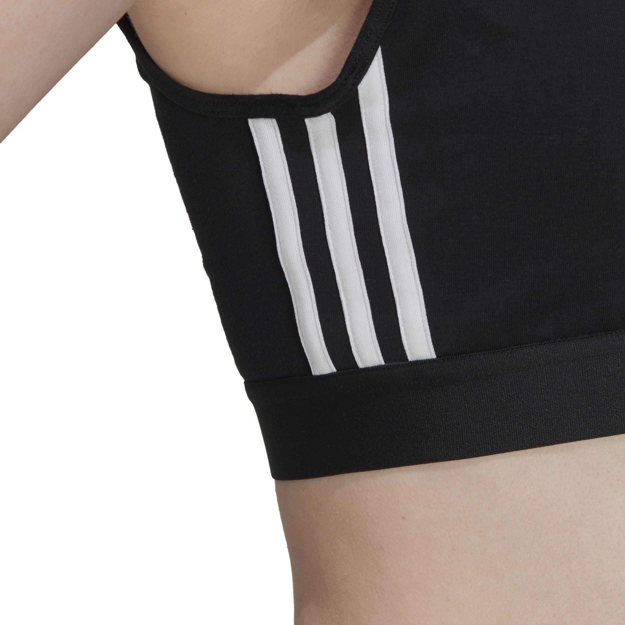 Black/White - adidas - 3-Stripes Crop Top With Removable Pads - 6
