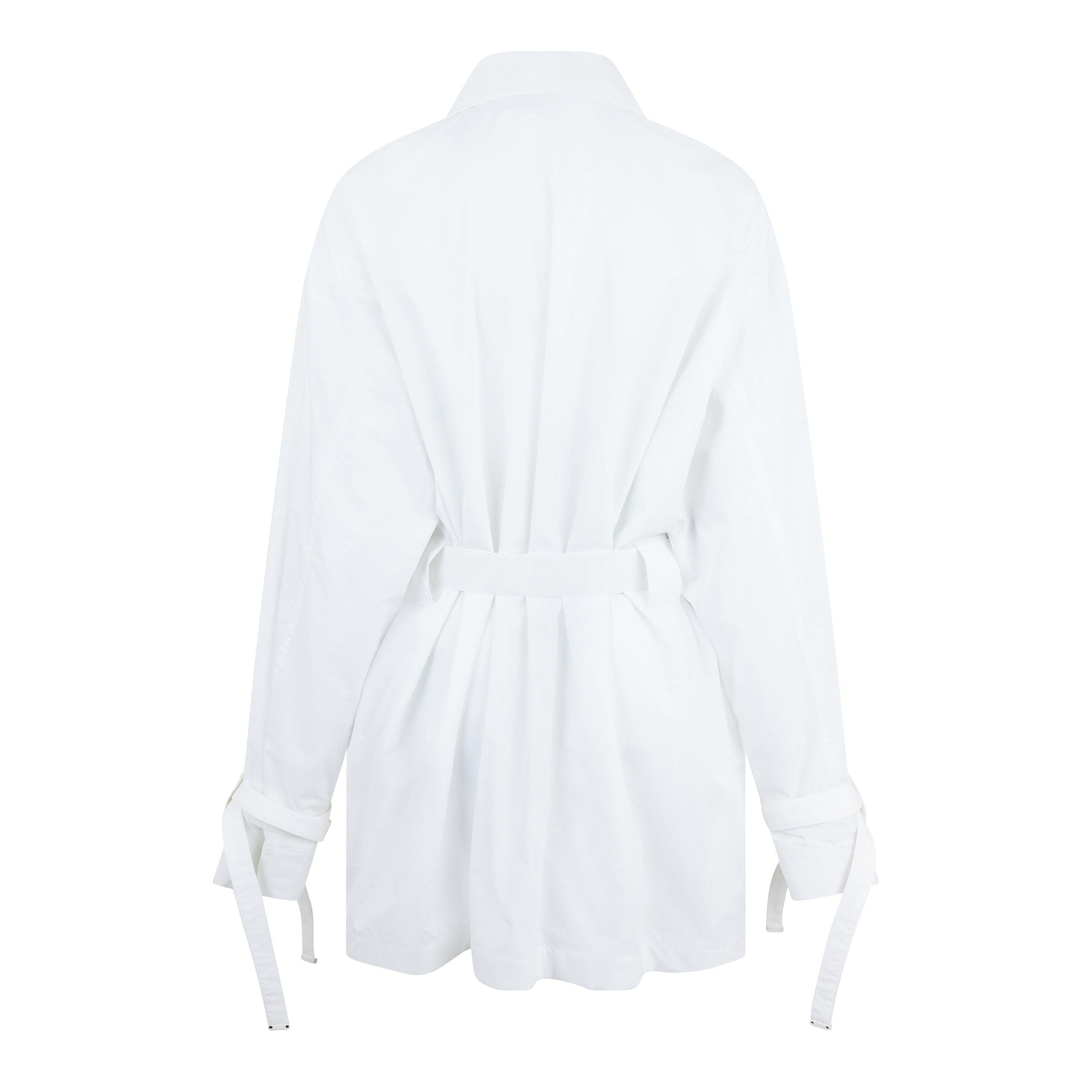 White White - Off White - Women's Short-Sleeve Cargo Shirt Dress, Poplin Fabric - 2