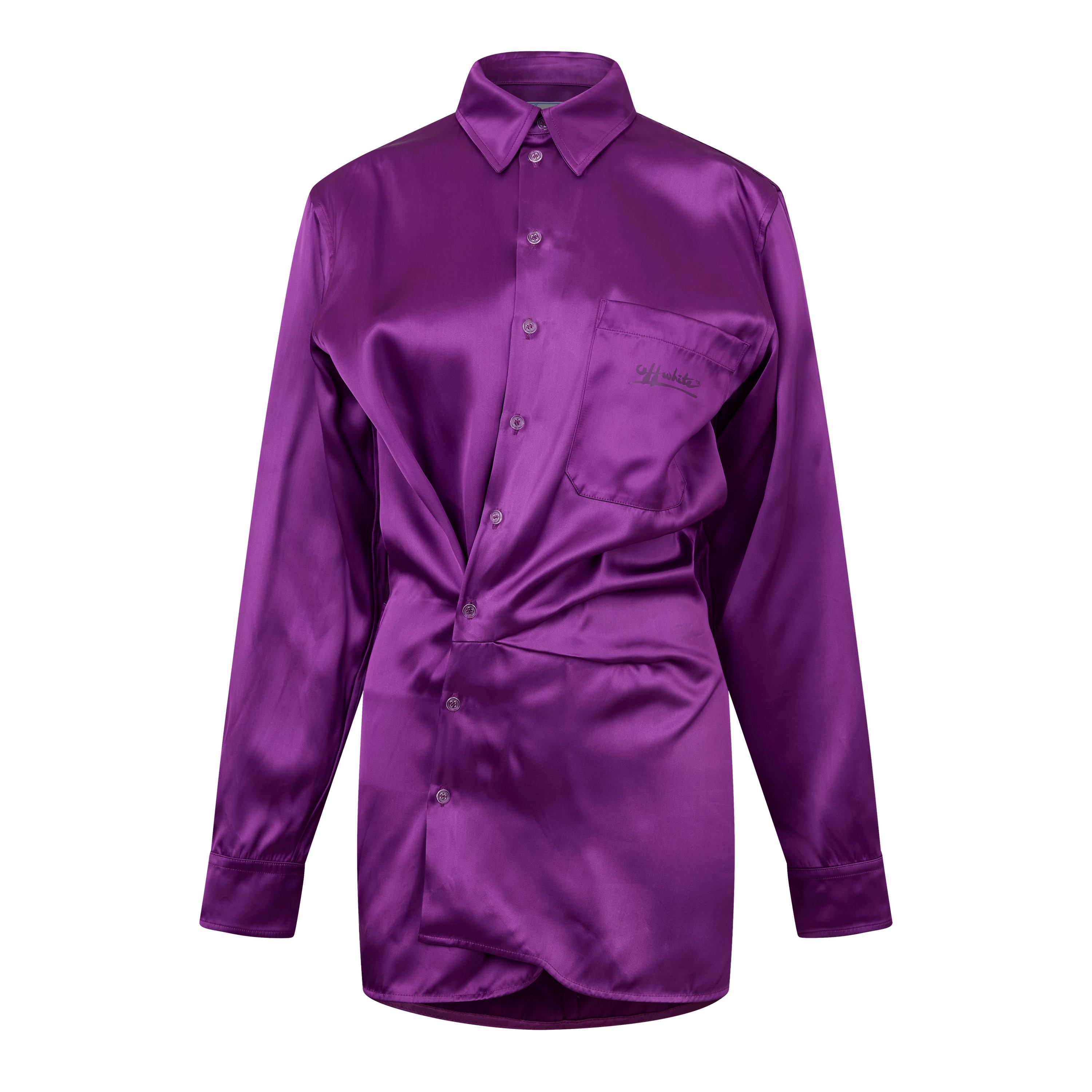 Fuchsia - Off White - Women's Duchesse Twist Front Short Sleeve Shirt - 1