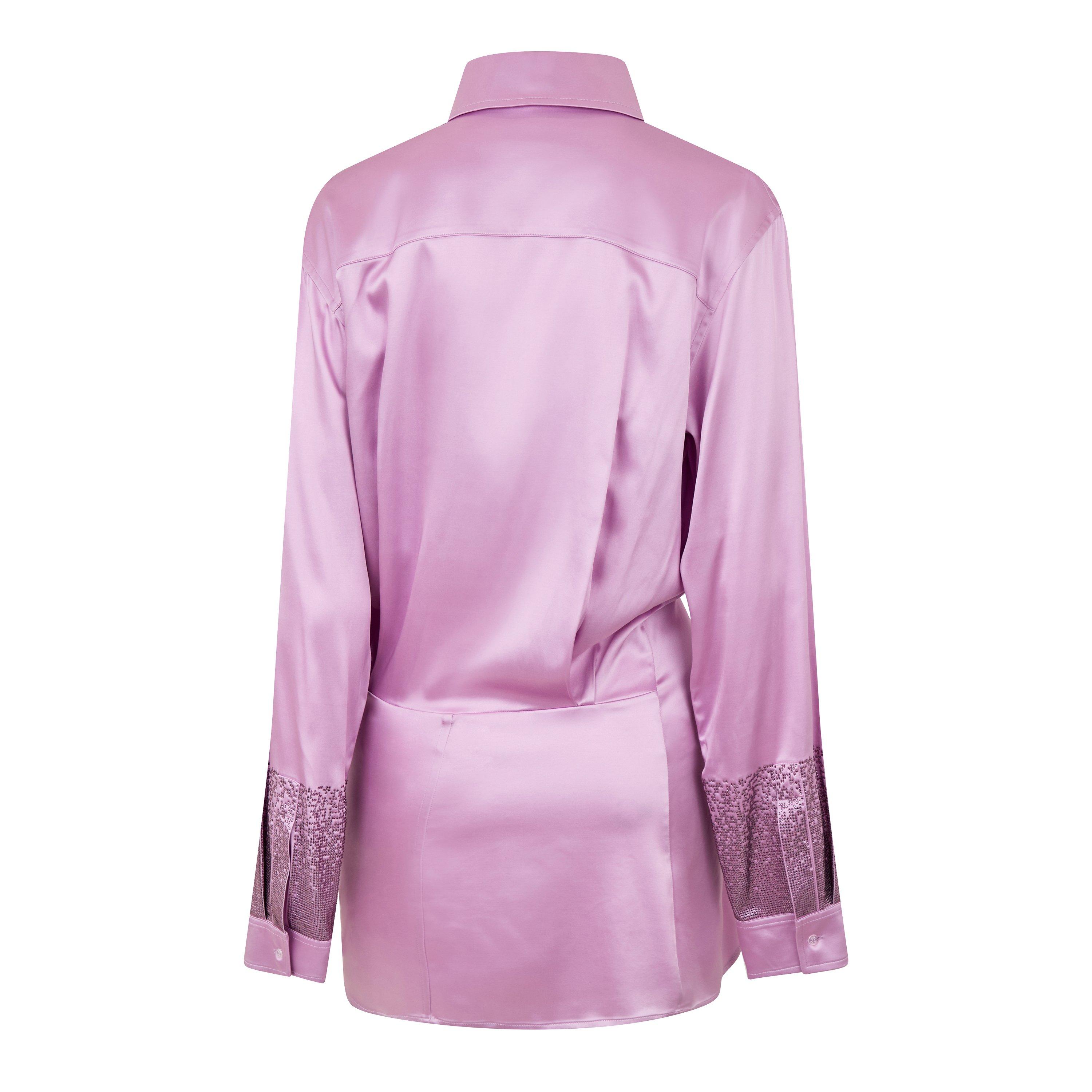 Lilac - Off White - Women's Duchesse Twist Front Short Sleeve Shirt - 2