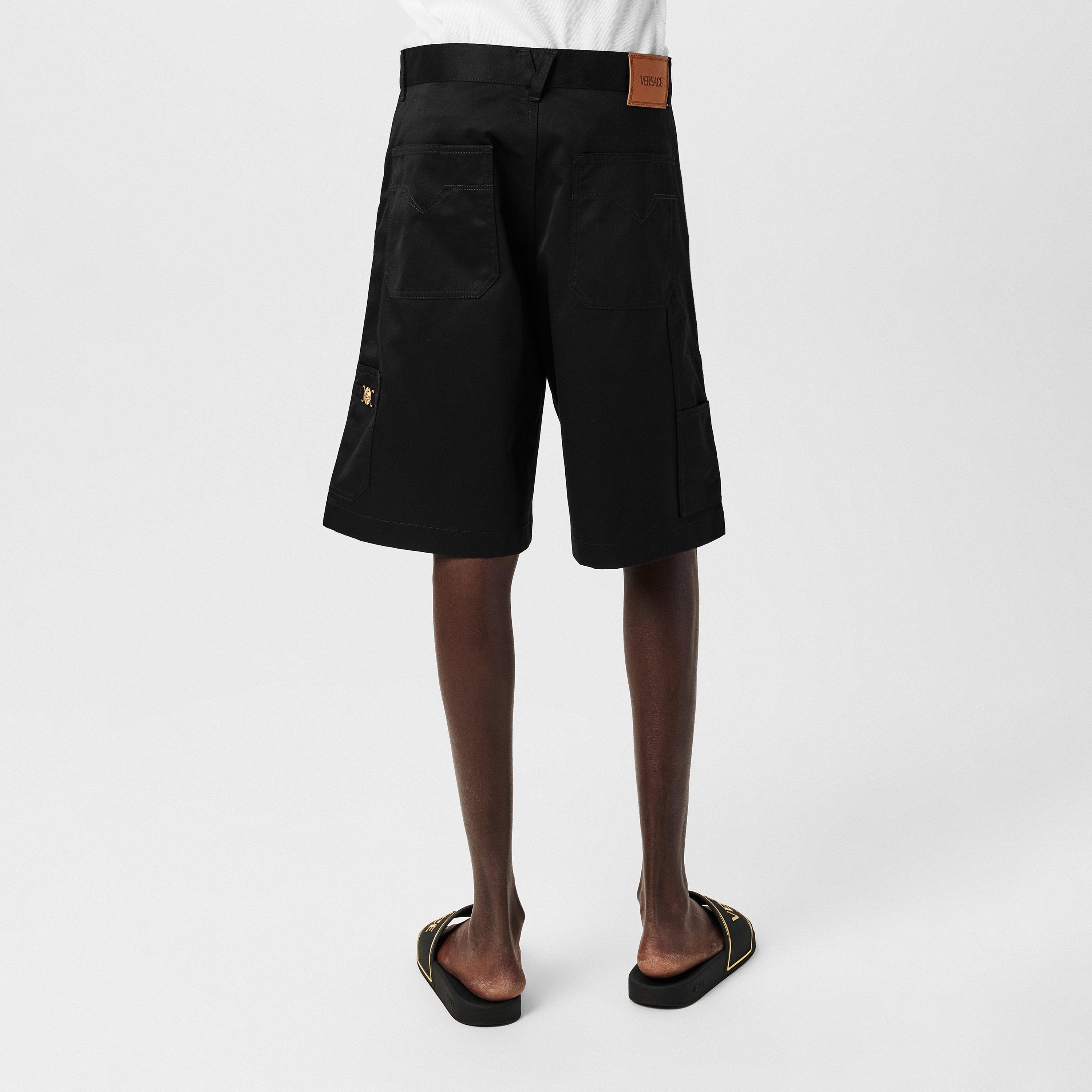 Black - Versace - Men's Cargo Cotton Knee Length Denim Shorts - 4