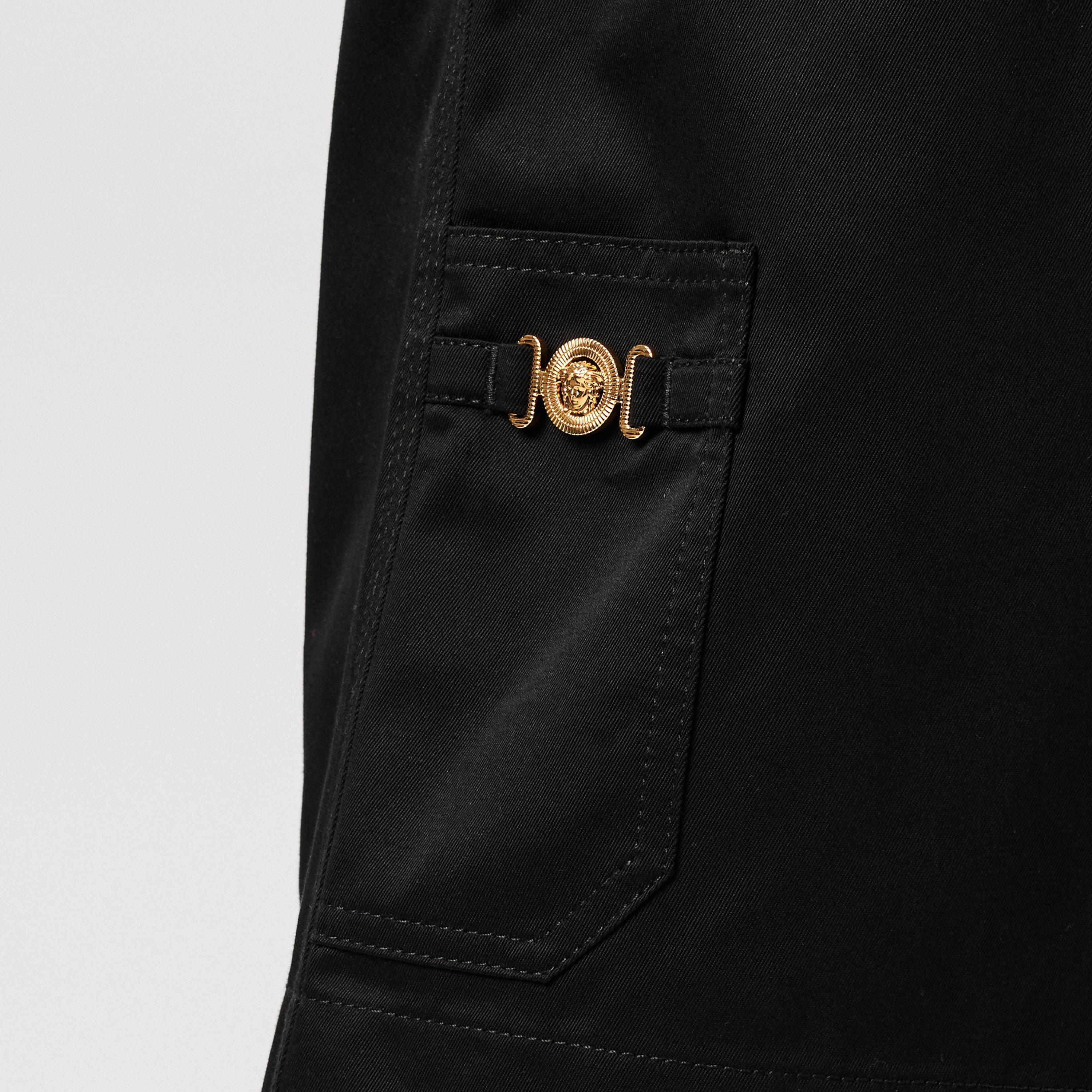 Black - Versace - Men's Cargo Cotton Knee Length Denim Shorts - 5