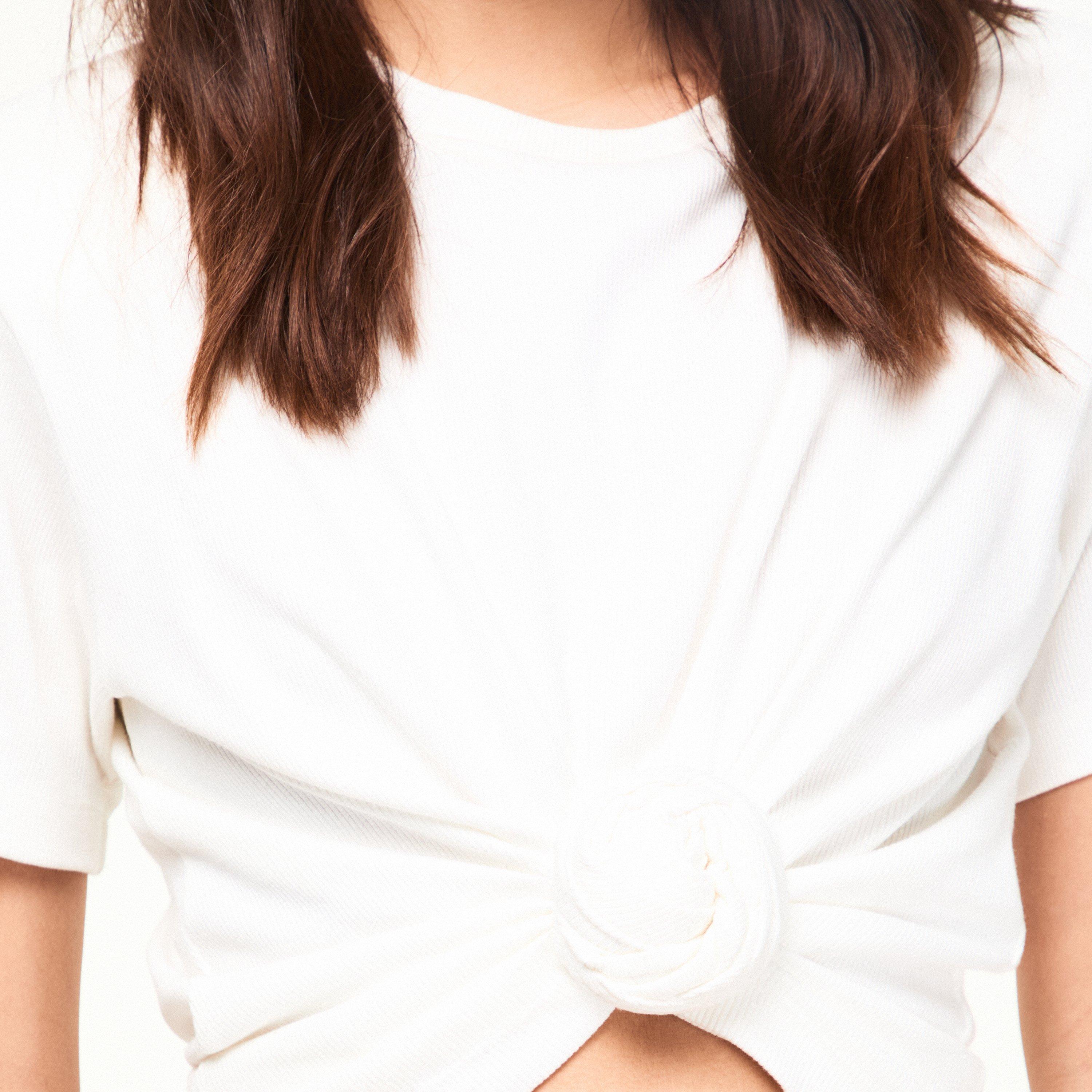 Cream - Magda Butrym - Women's Knot Cropped Crop Top - 5
