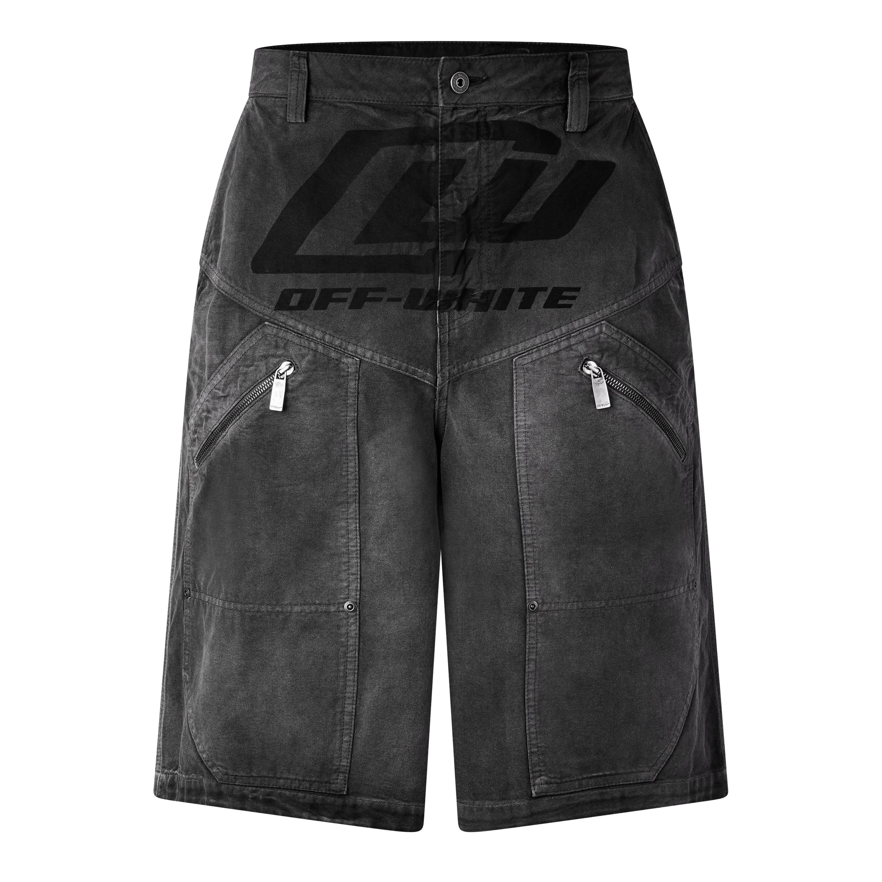 Black 0001 - Off White - Men's Denim Shorts - 1