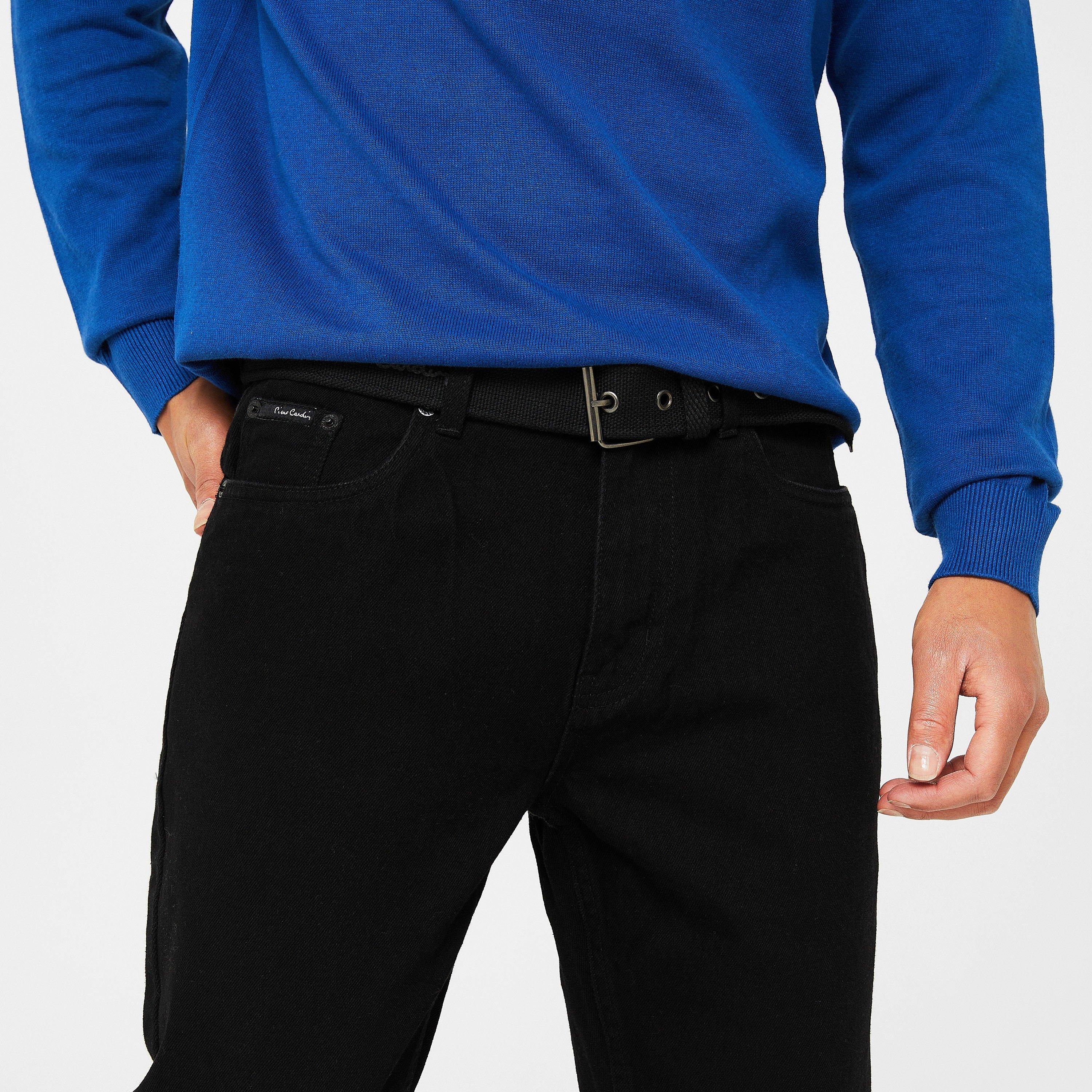 Reines Schwarz - Pierre Cardin - Belted Jeans Mens - 4