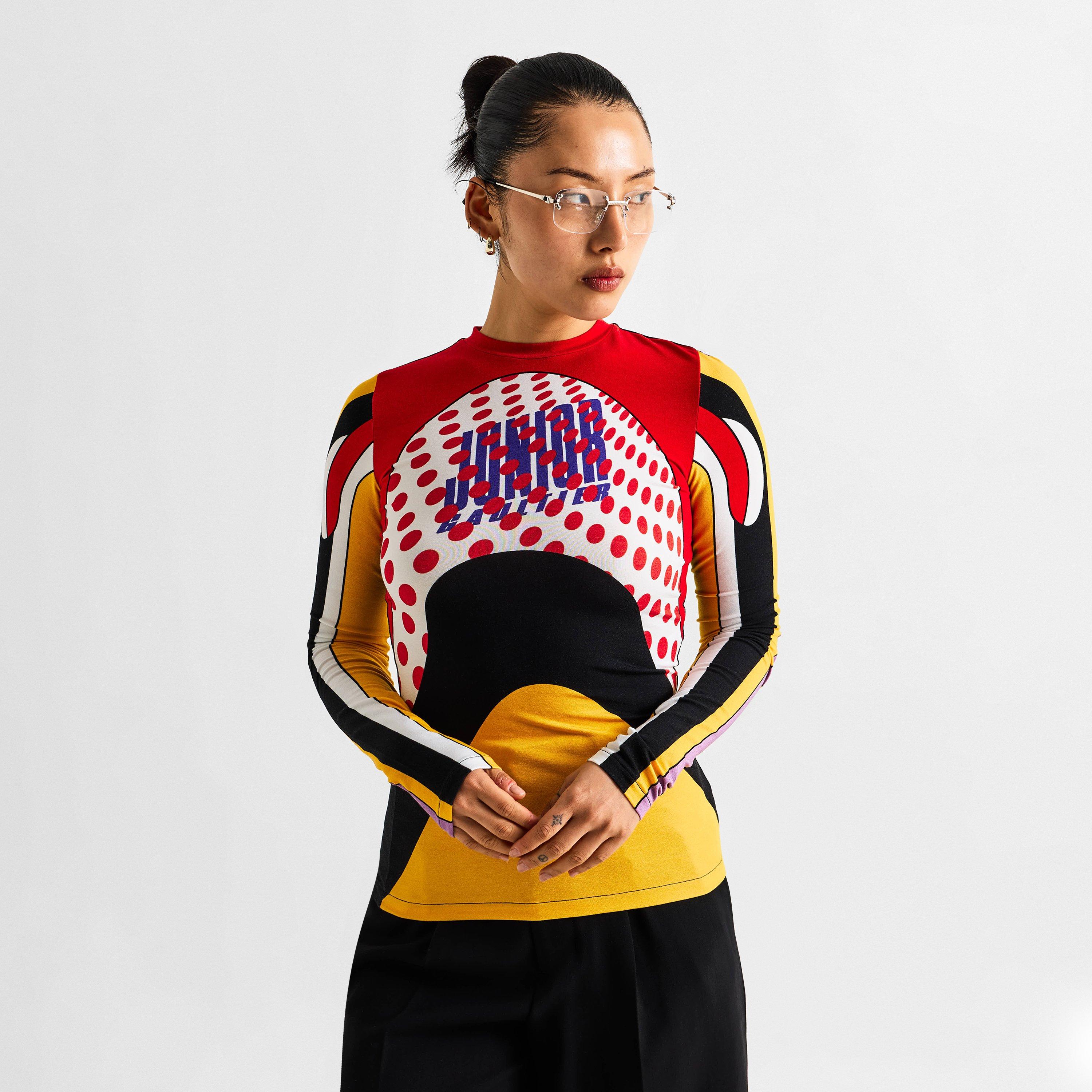 JEAN PAUL GAULTIER 여성 LS 바디 맵 롱슬리브 티셔츠