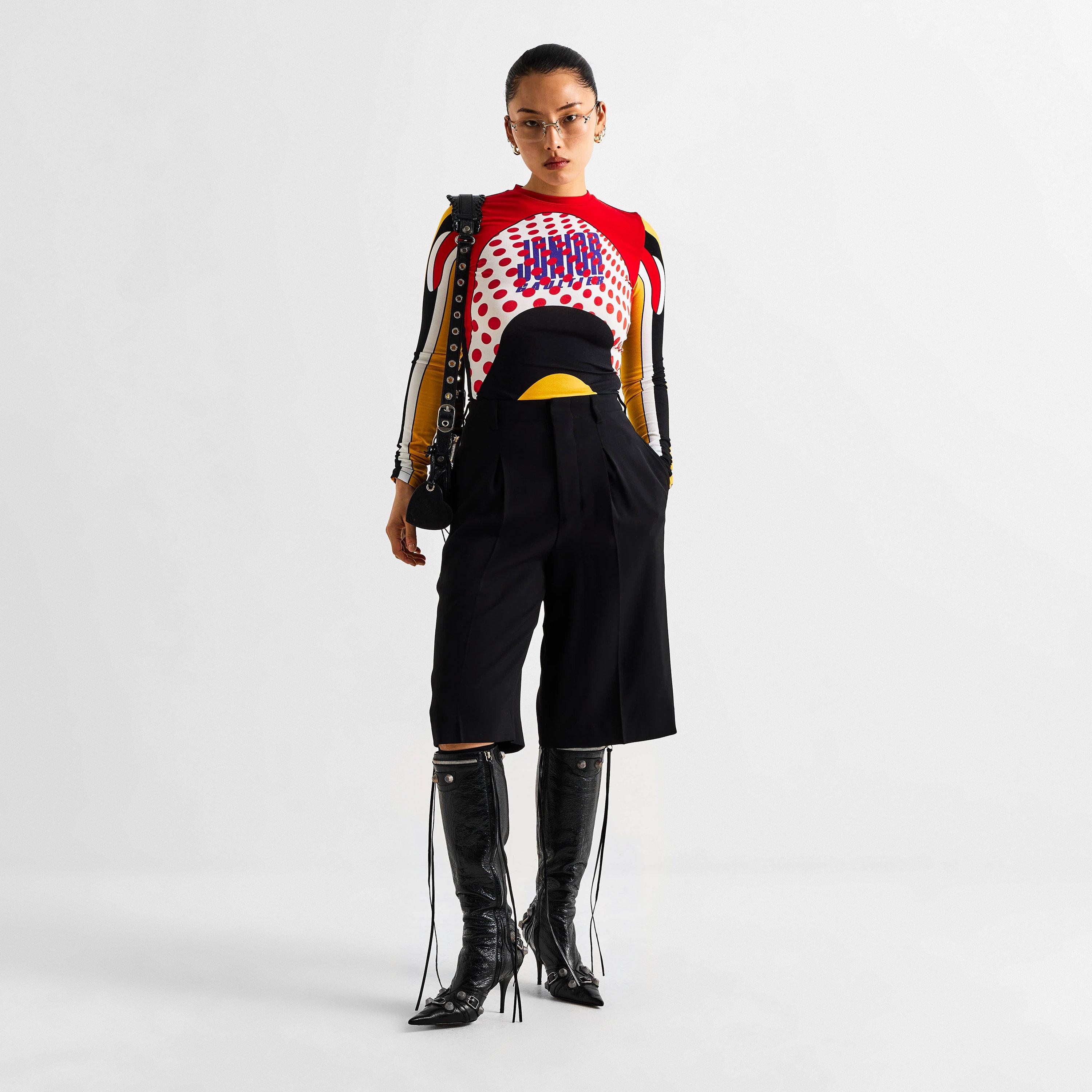 JEAN PAUL GAULTIER 여성 LS 바디 맵 롱슬리브 티셔츠