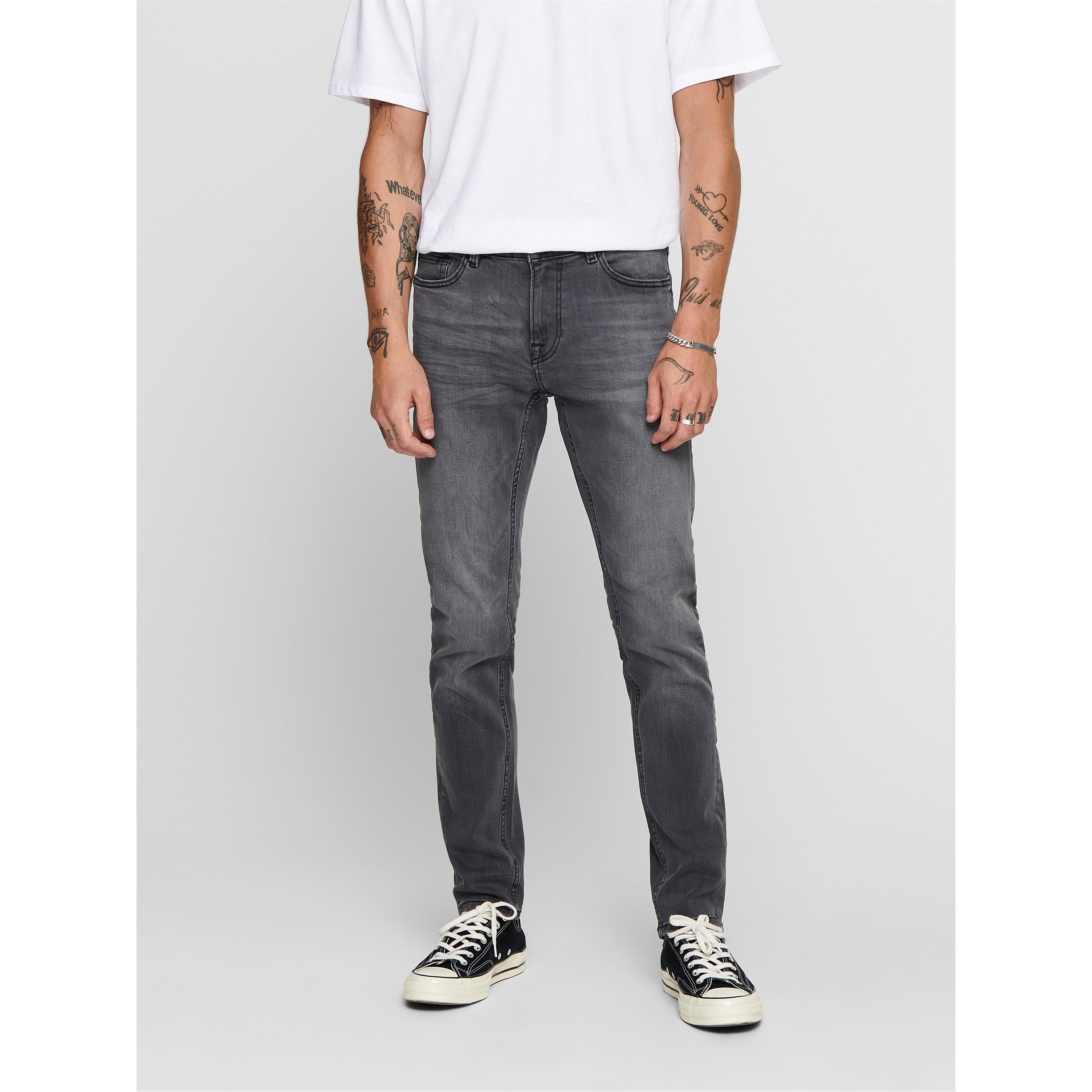 Only And Sons Men's Skinny Jeans - Grey Denim - 36W R