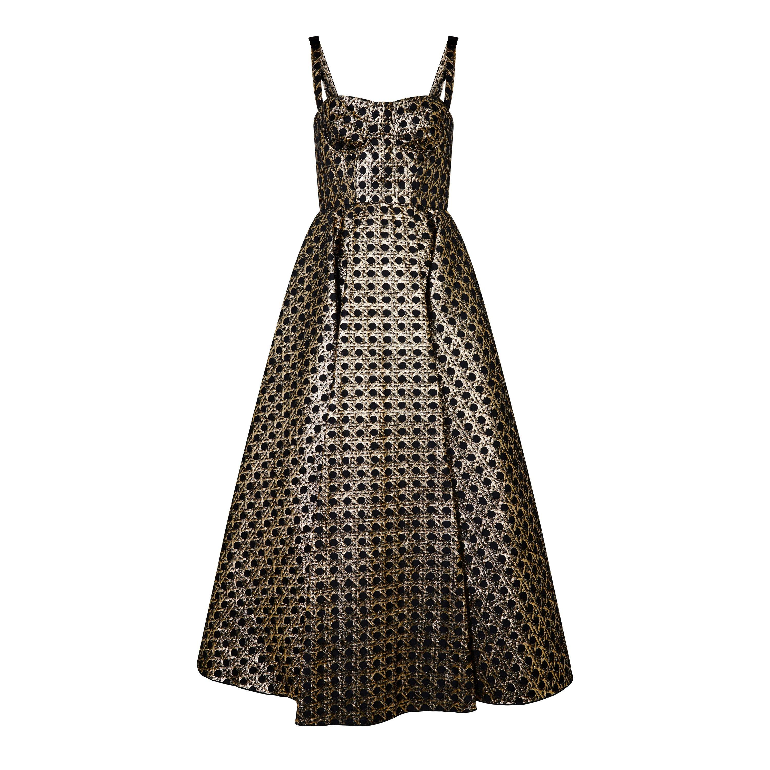 Black/Gold - Giambattista Valli - Women's Bow Strap Midi Dress - 4