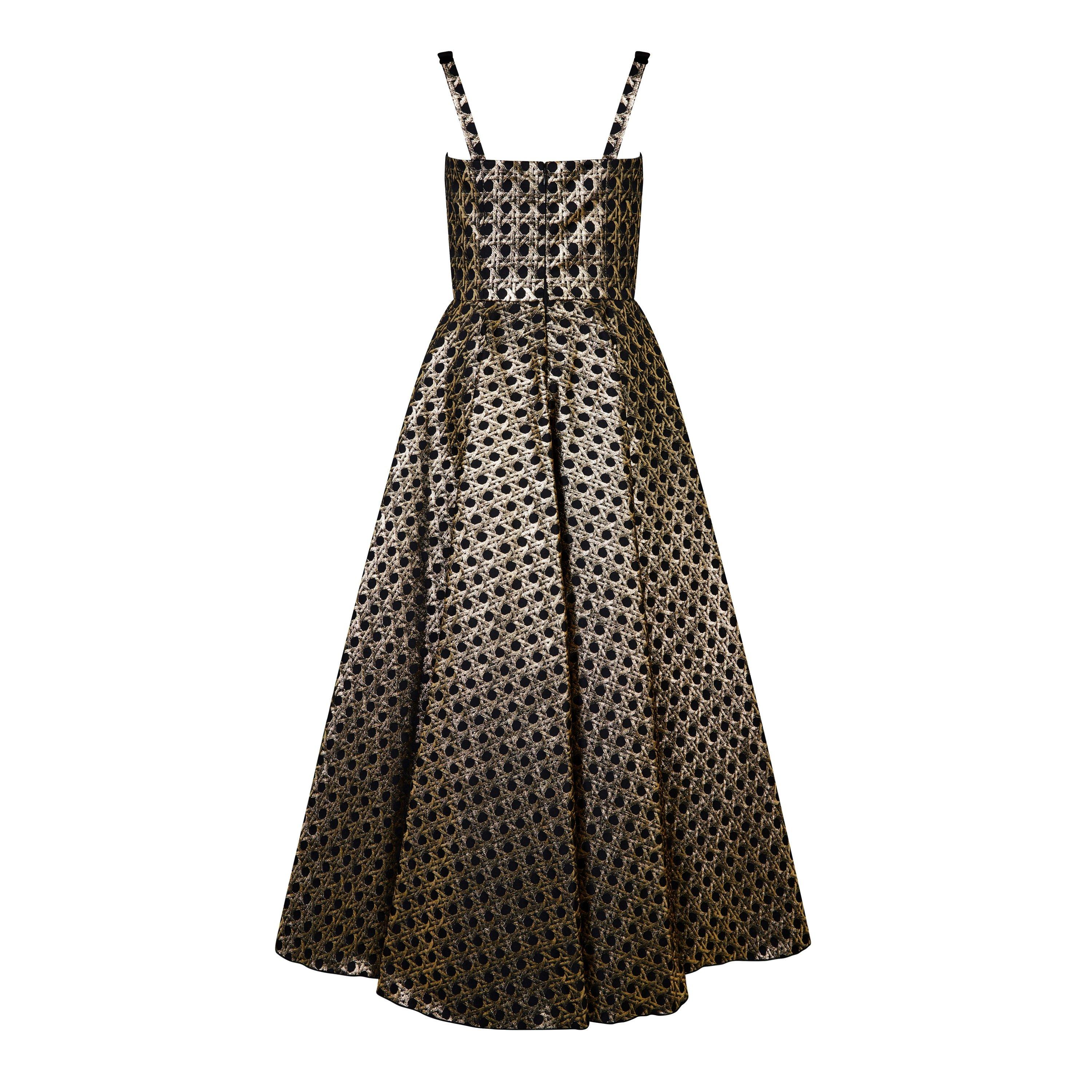 Black/Gold - Giambattista Valli - Women's Bow Strap Midi Dress - 5