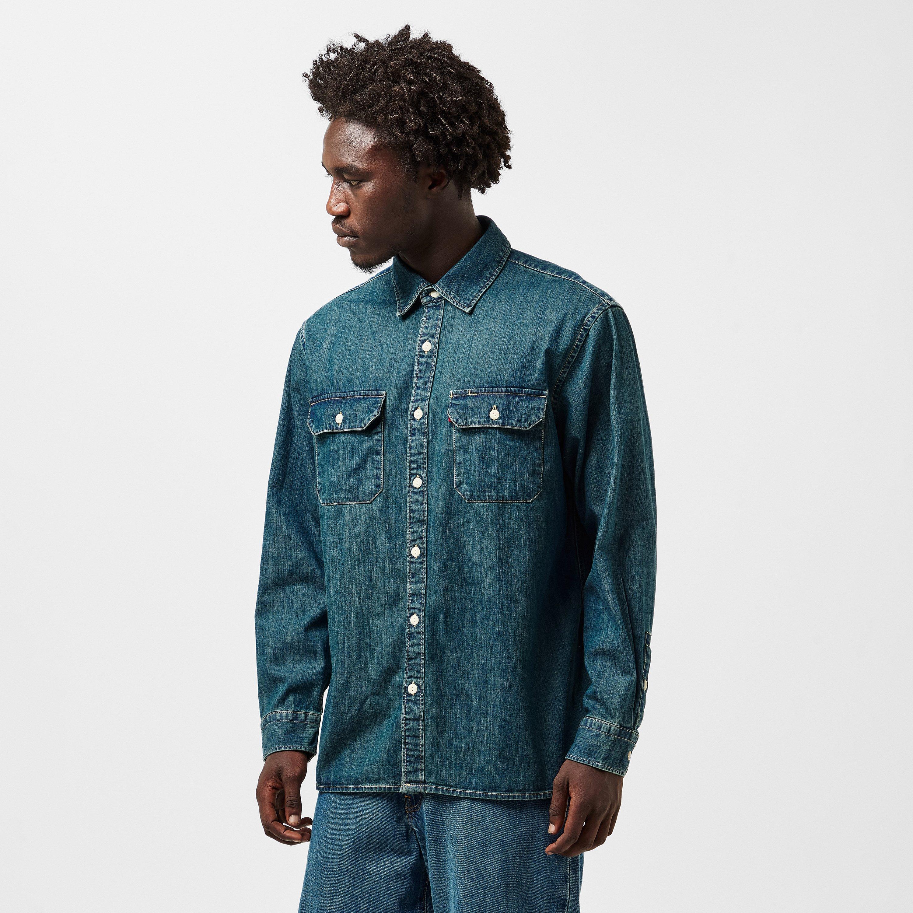 Dark Wash Denim - Levis - Men's Jackson Worker Long-Sleeve Denim Shirt - 3
