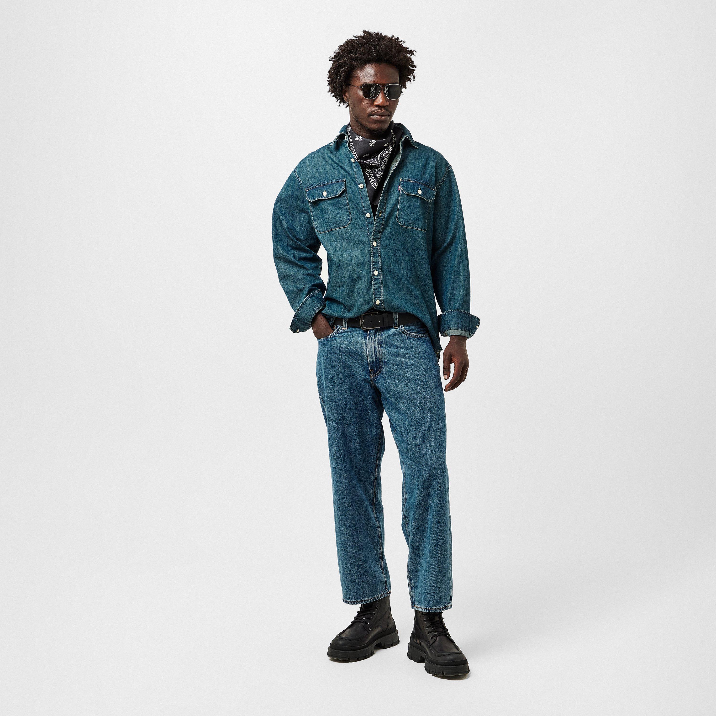 Dark Wash Denim - Levis - Men's Jackson Worker Long-Sleeve Denim Shirt - 6