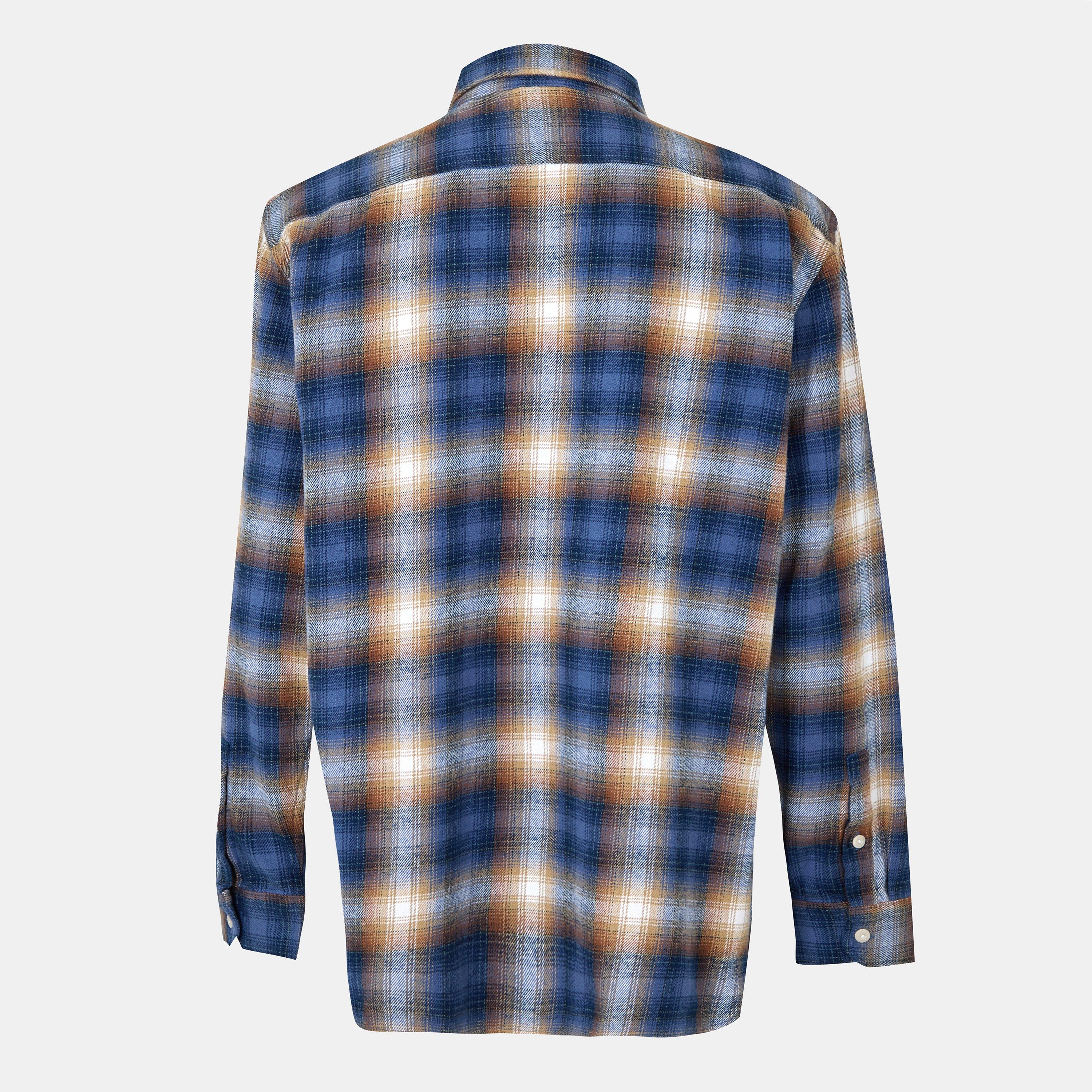 Blue/Brwn Check - Levis - Men's Jackson Worker Long Sleeve Denim Shirt - 2