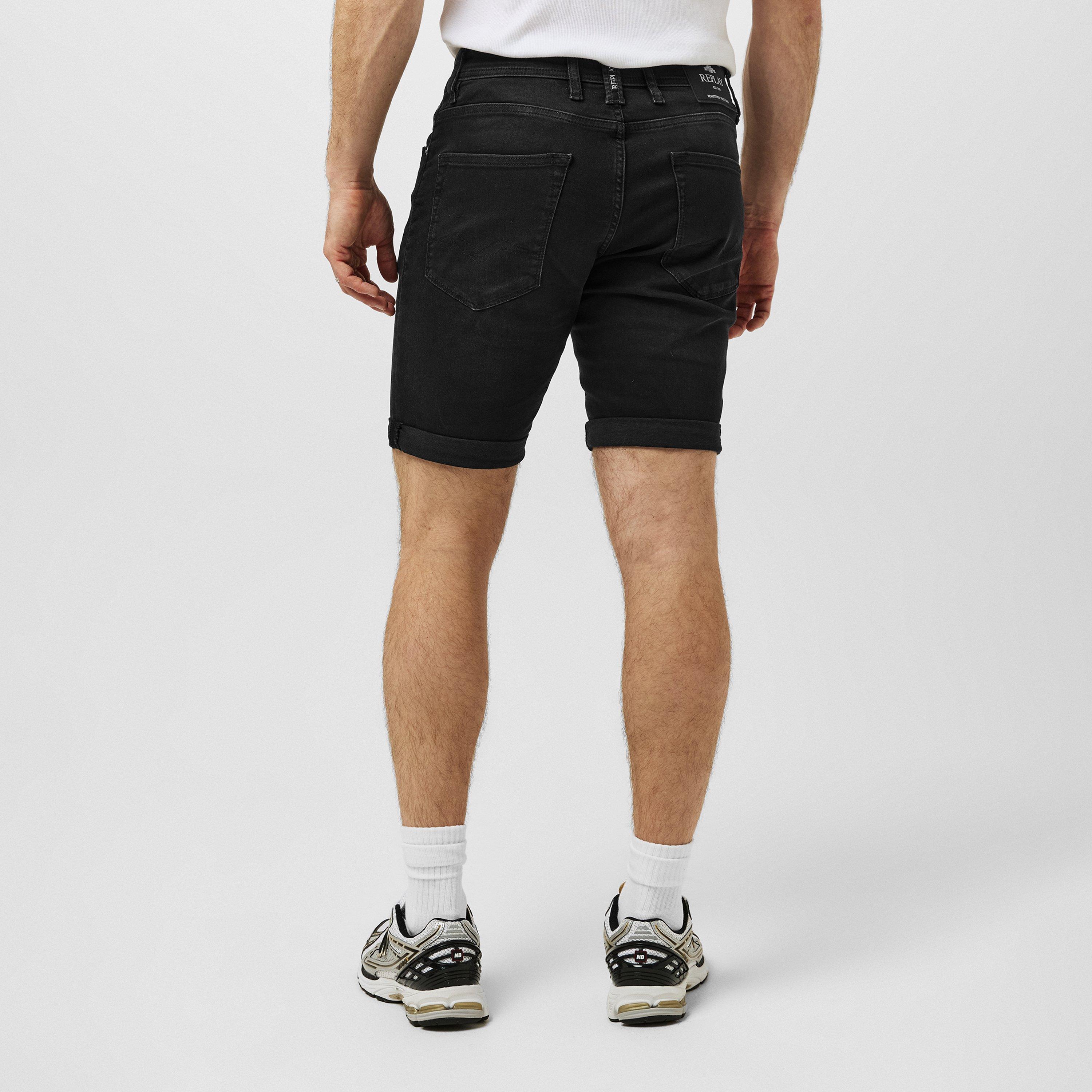 Washed Black - Replay - Men's Stretch Denim Shorts - 4