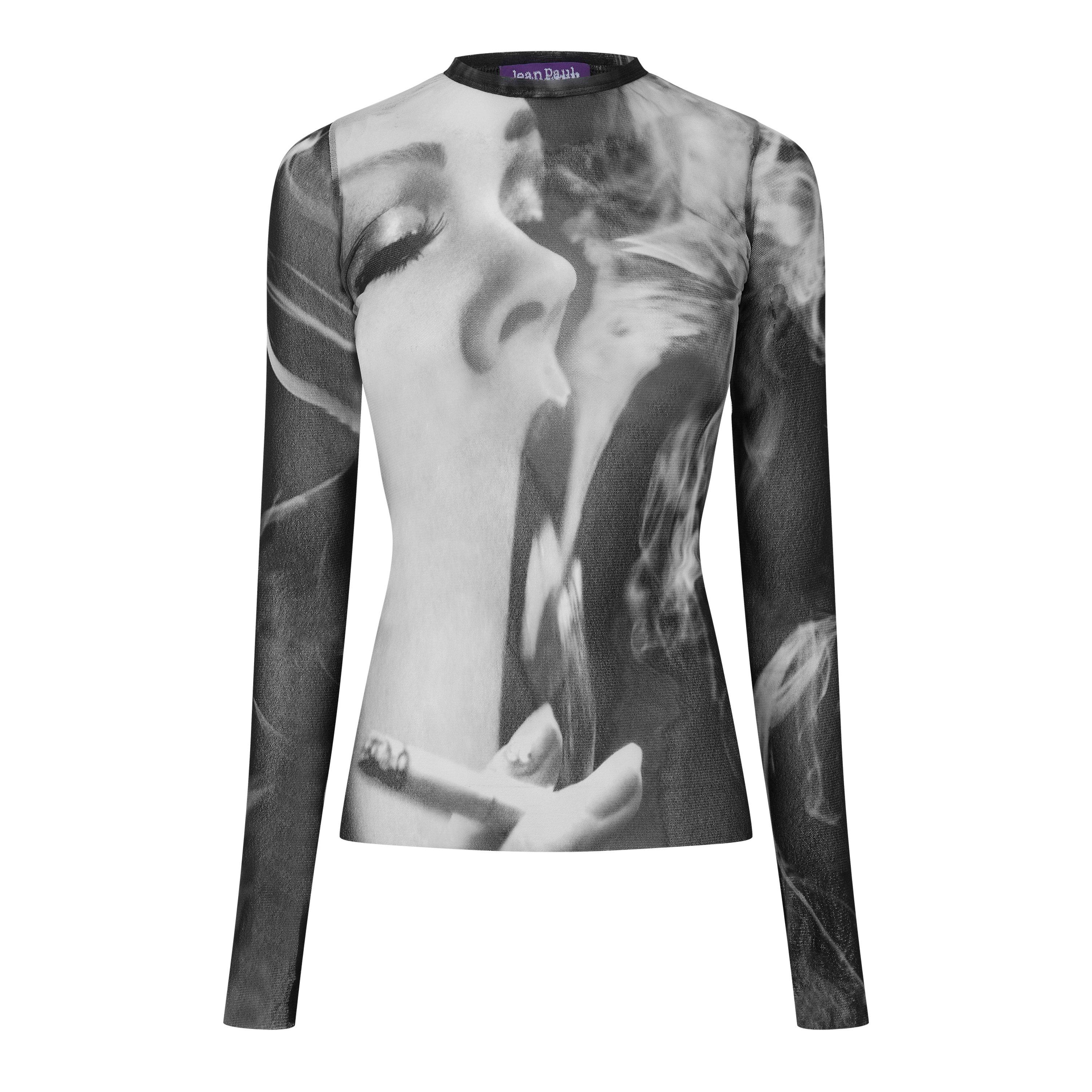 Black/Grey/Whte - Jean Paul Gaultier - Women's Smoking Slim-Fit Long-Sleeve T-Shirt - 1