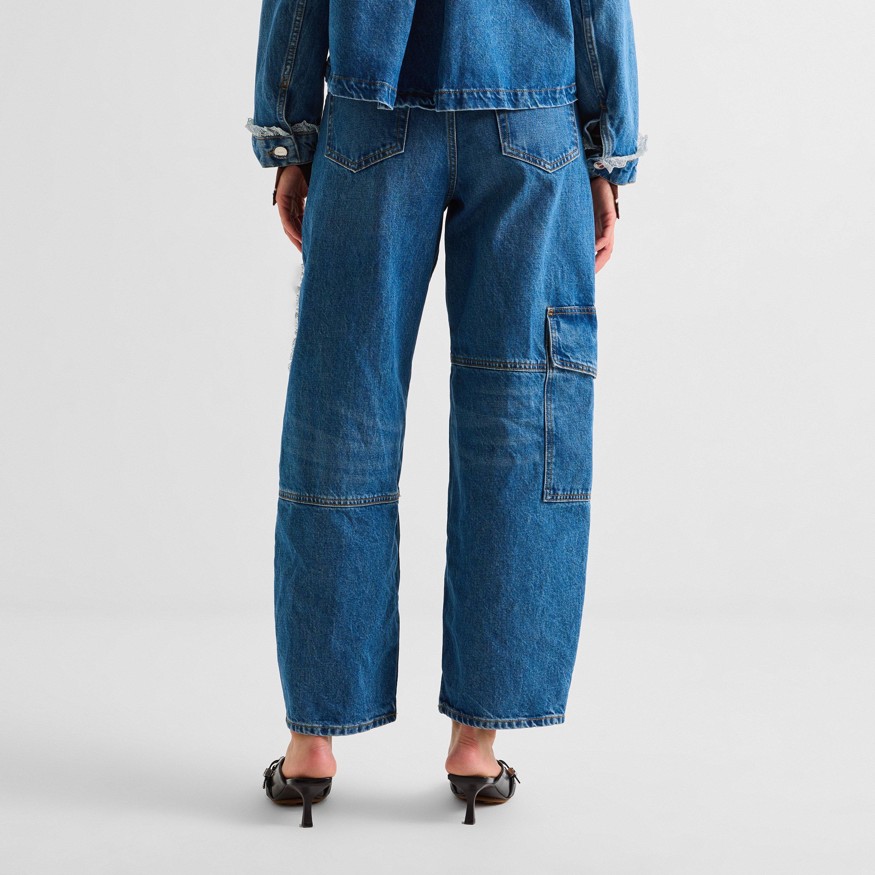 Blue - Ganni - Women's Denim Audri Straight Leg Jeans - 3