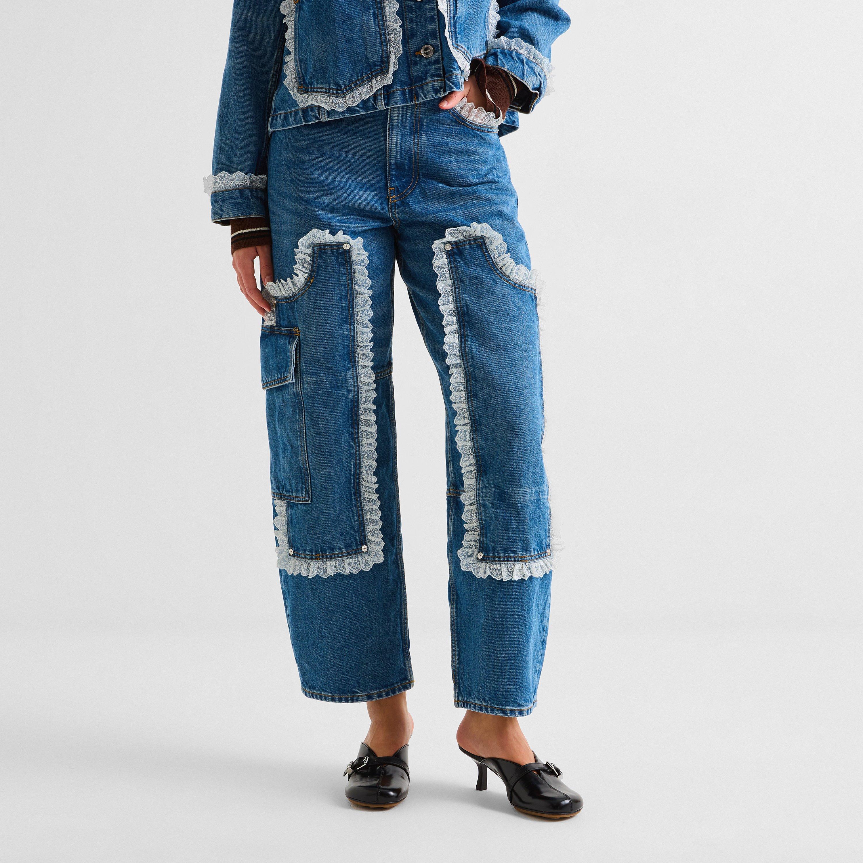 Blue - Ganni - Women's Denim Audri Straight Leg Jeans - 4