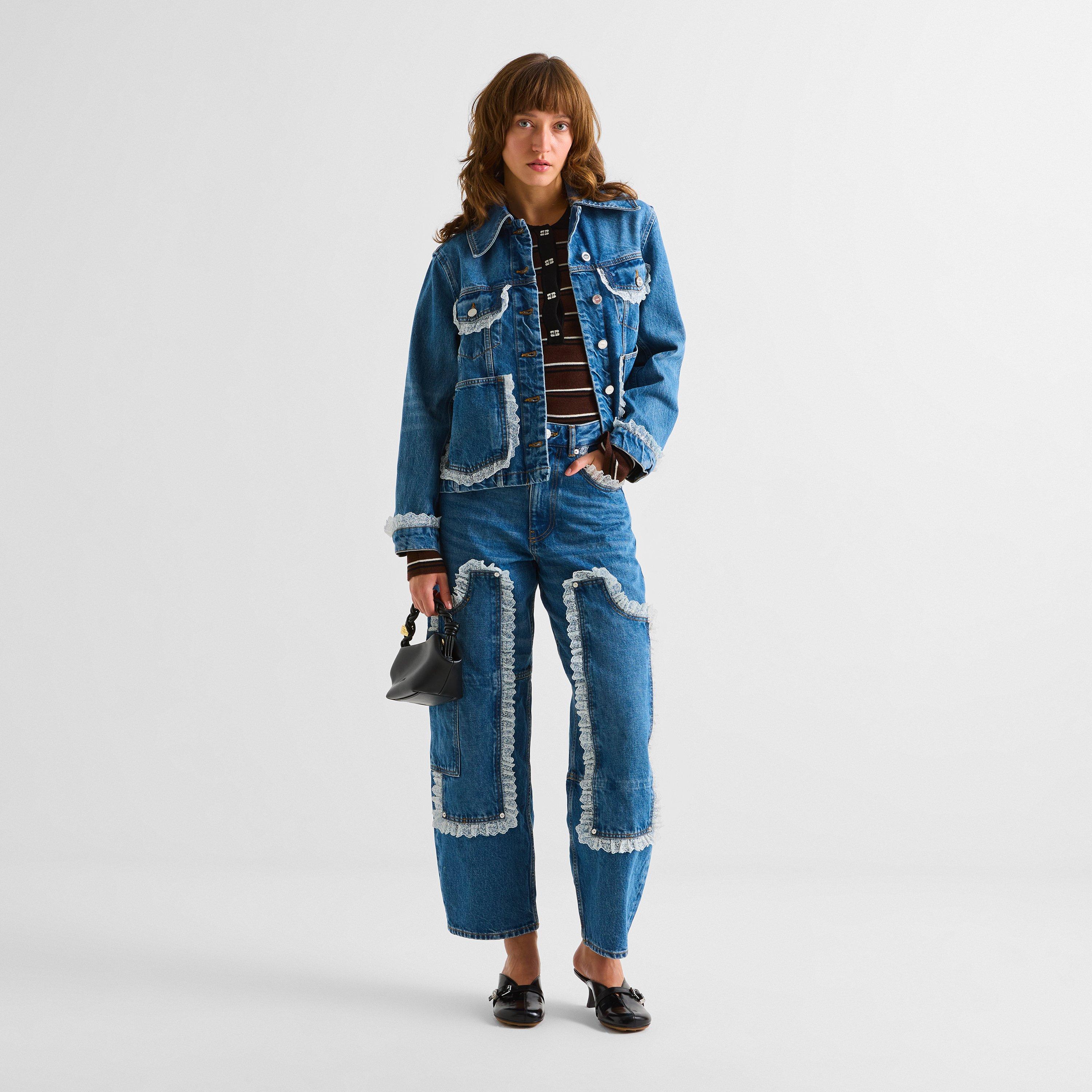 Blue - Ganni - Women's Denim Audri Straight Leg Jeans - 5
