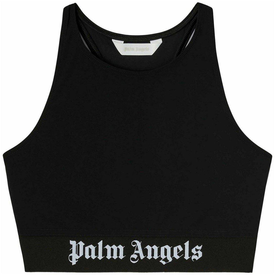 Black White - Palm Angels - Women's Classic Logo Sport Strappy Crop Top