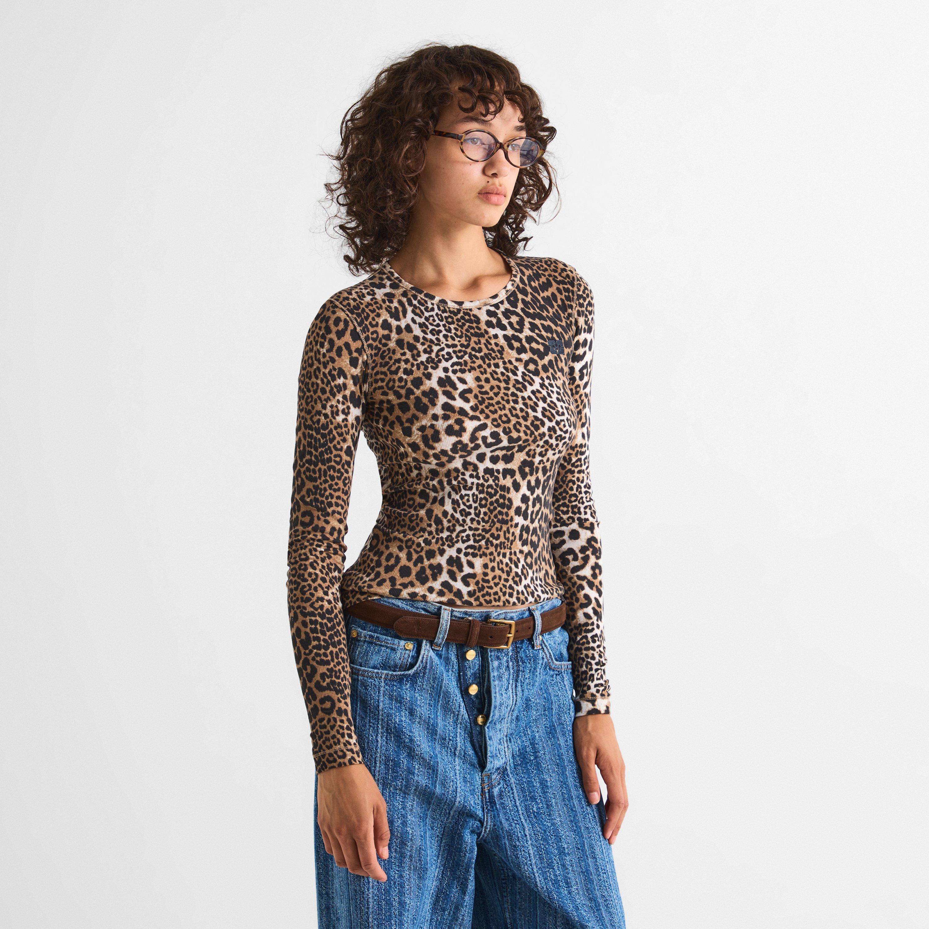 Leopard - Ganni - Women's Long Sleeve T-Shirt - 3
