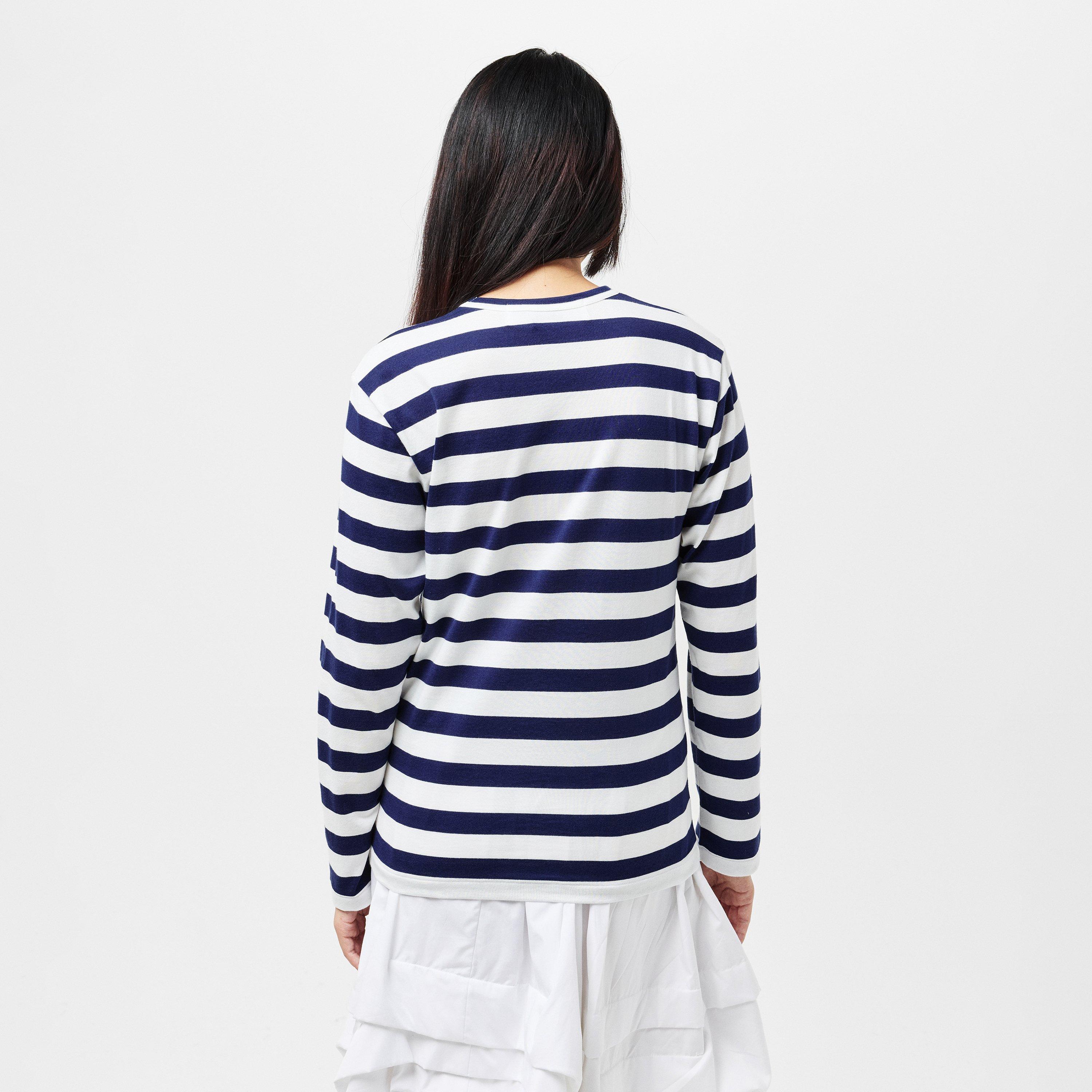 Blue/Wht - Comme des Garcons PLAY - Women's Long-Sleeve T-Shirt - 4