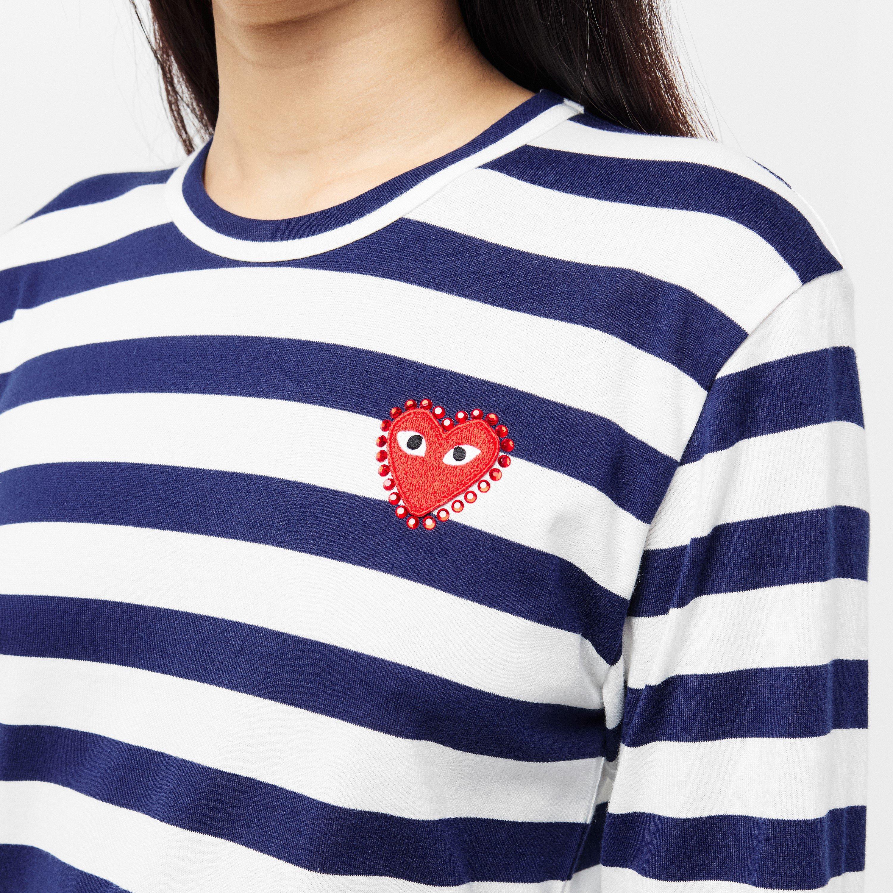 Blue/Wht - Comme des Garcons PLAY - Women's Long-Sleeve T-Shirt - 5