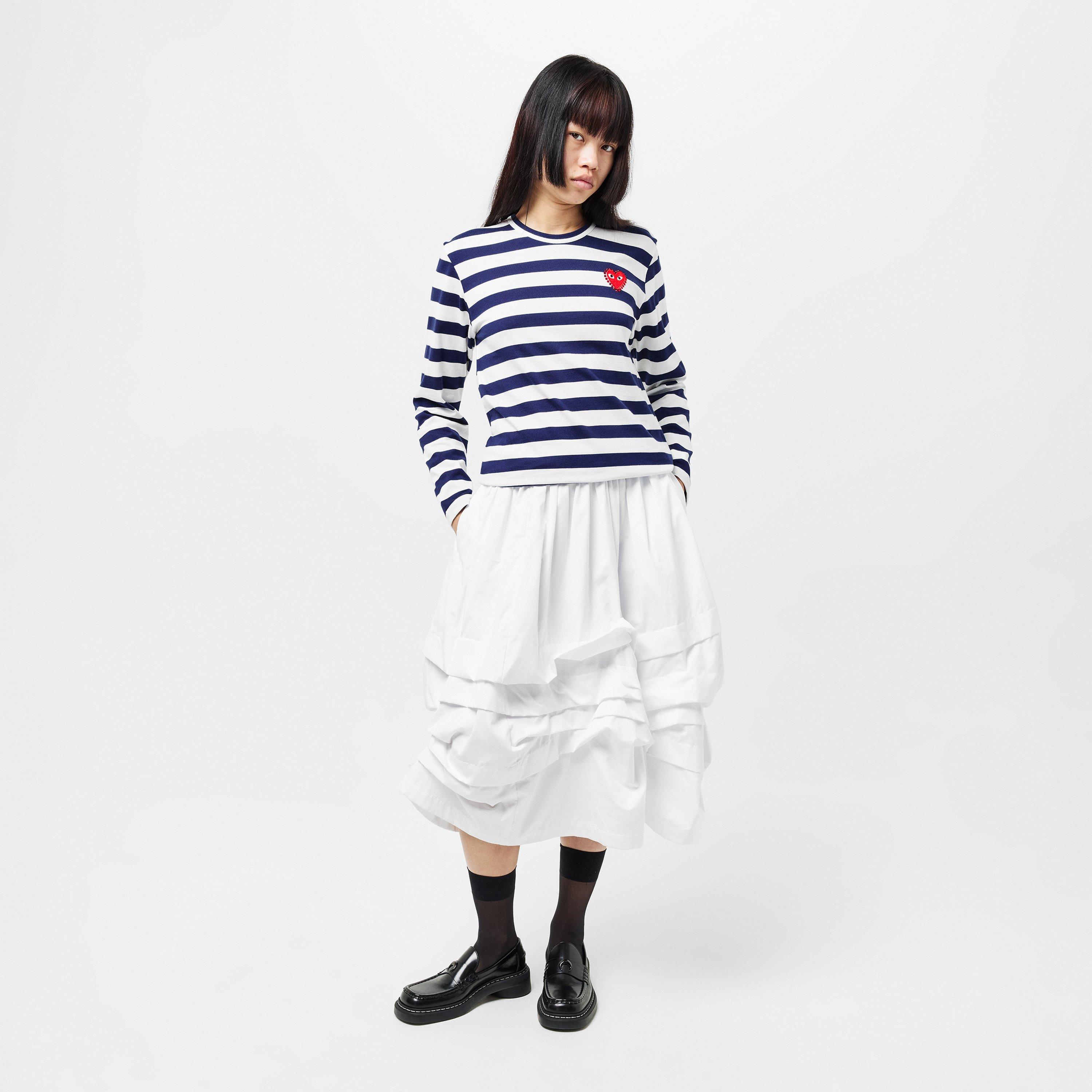 Blue/Wht - Comme des Garcons PLAY - Women's Long-Sleeve T-Shirt - 6