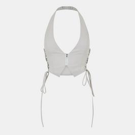 Missy Empire Tie Up Halter Neck Waistcoat Womens