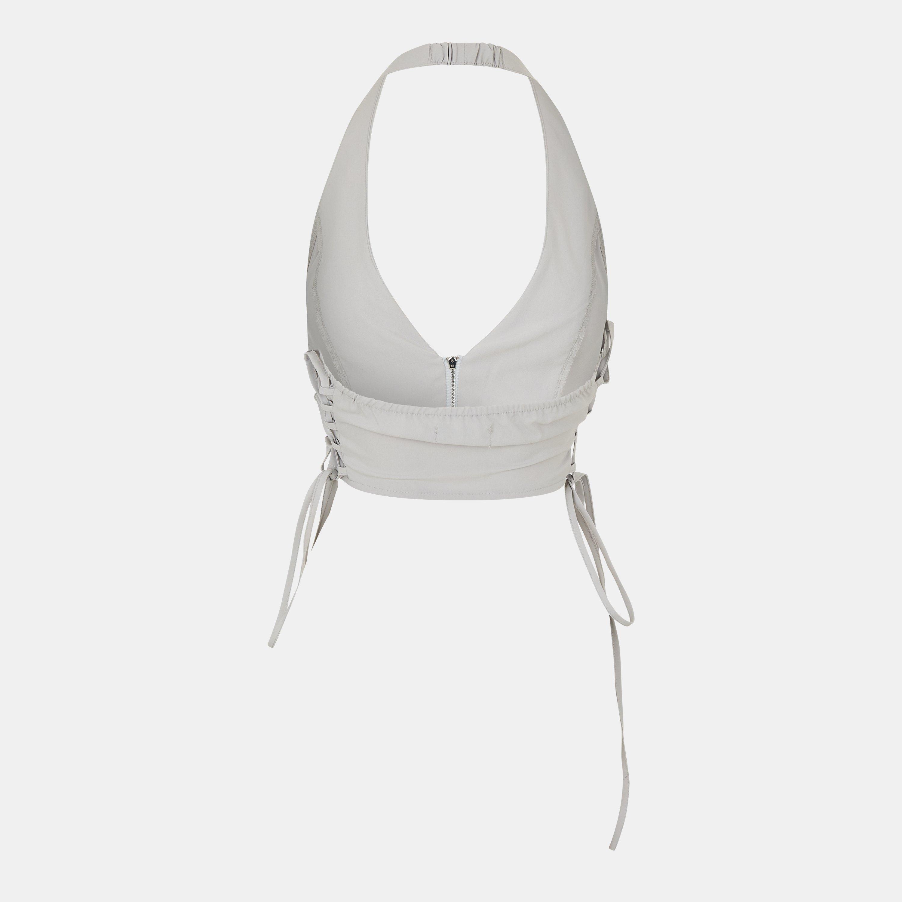 Grey - Missy Empire - Tie Up Halter Neck Waistcoat Womens - 2