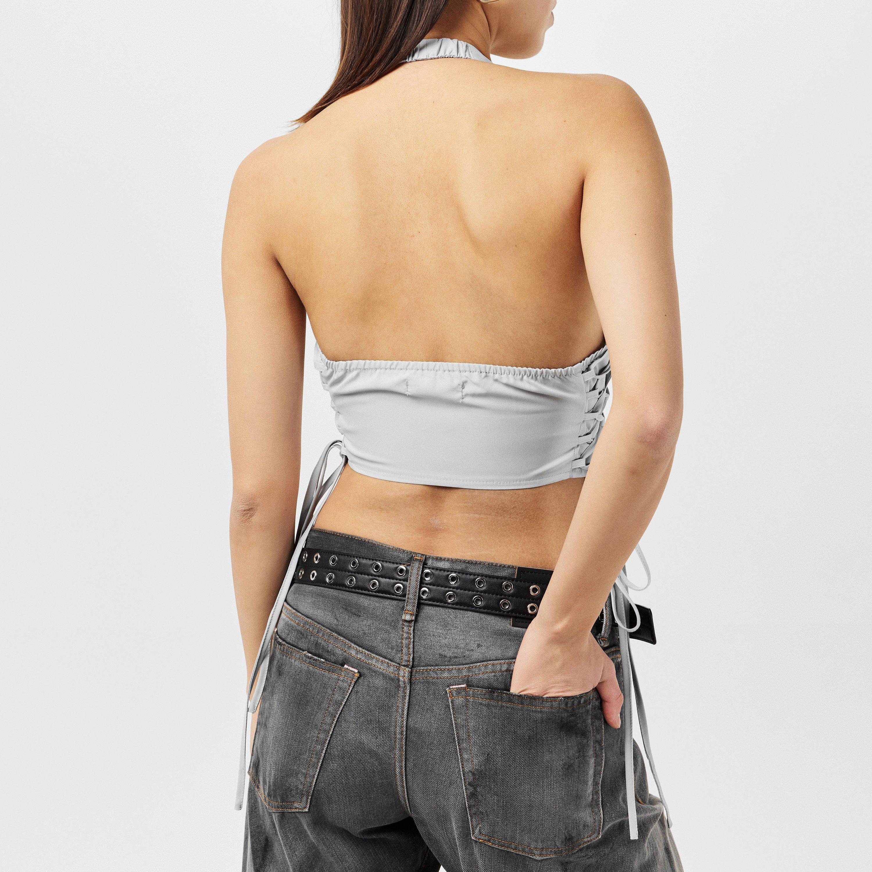 Grey - Missy Empire - Tie Up Halter Neck Waistcoat Womens - 4