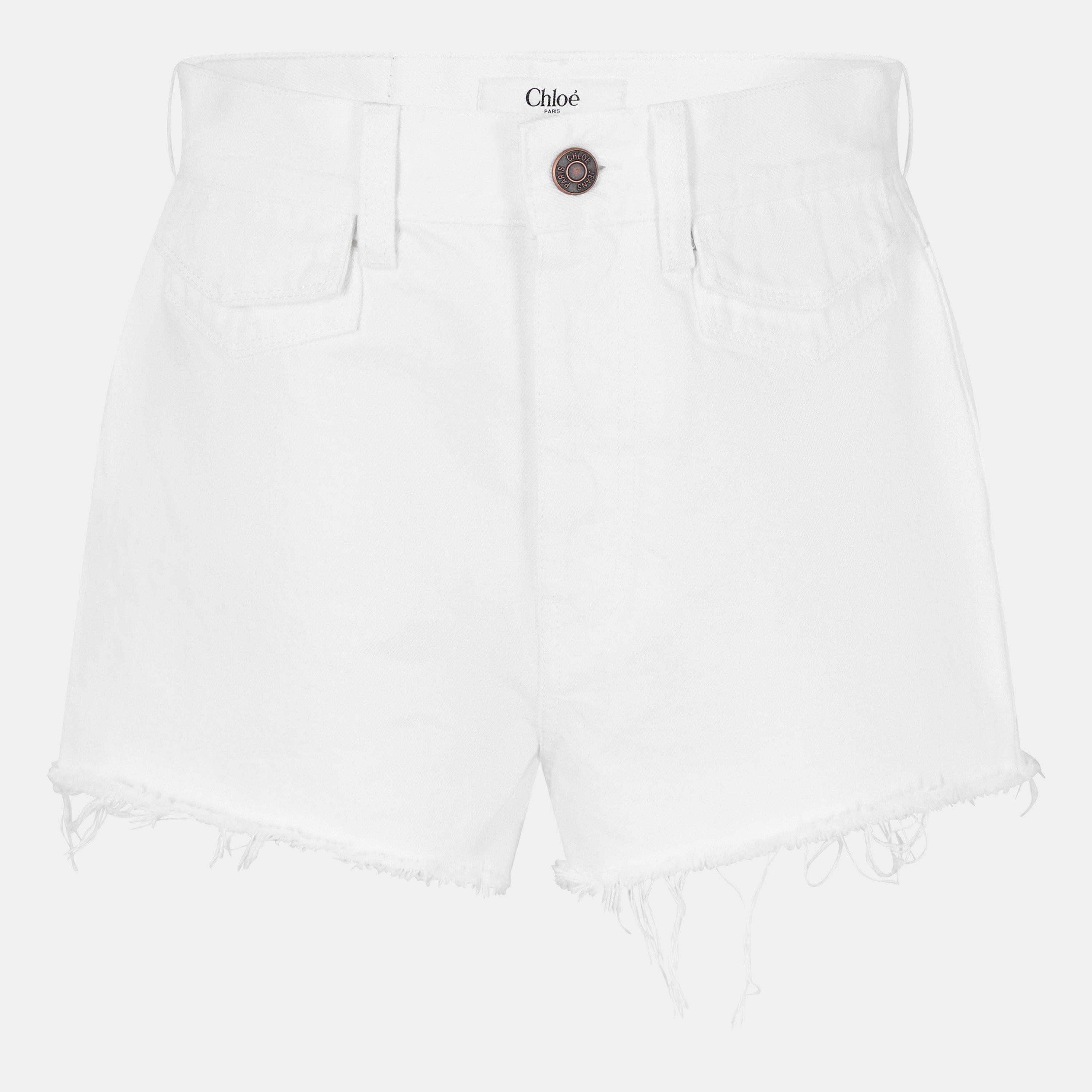 White - Chloe - Women's Tailored Fit Denim Shorts - 1