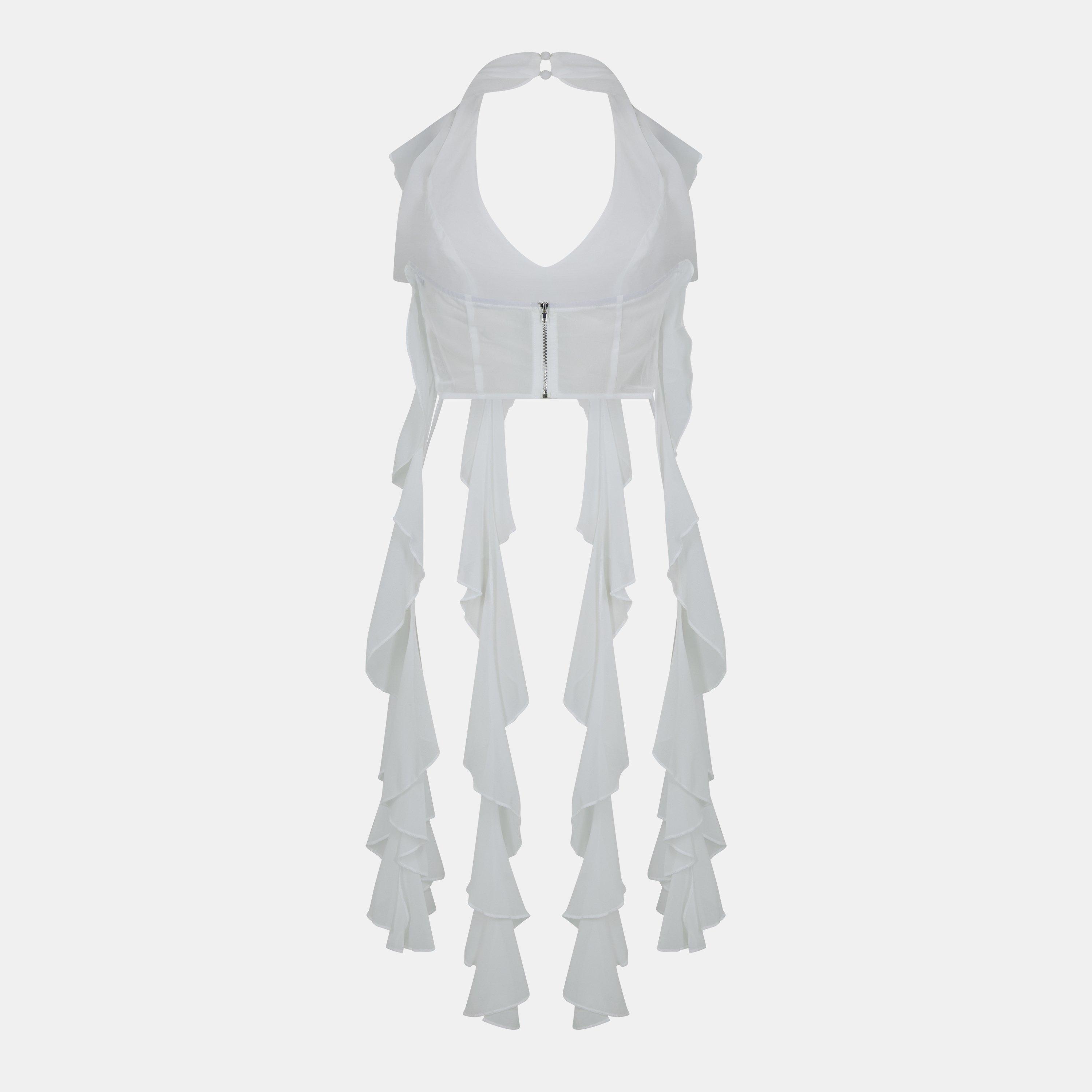 Branco - Missy Empire - Halter Frill Detail Top - 2