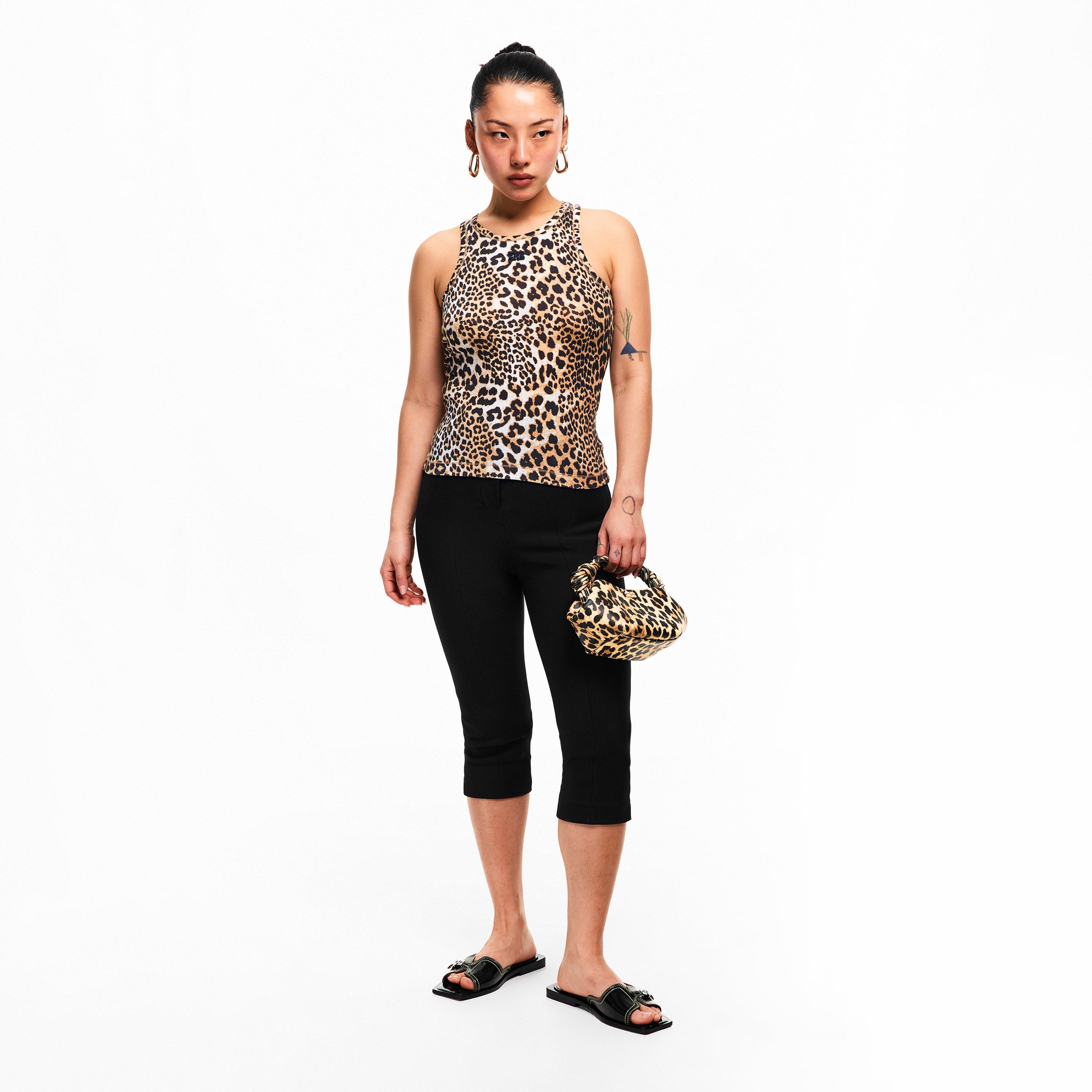 Leopard - Ganni - Women's Cotton Racerback Vest - 6