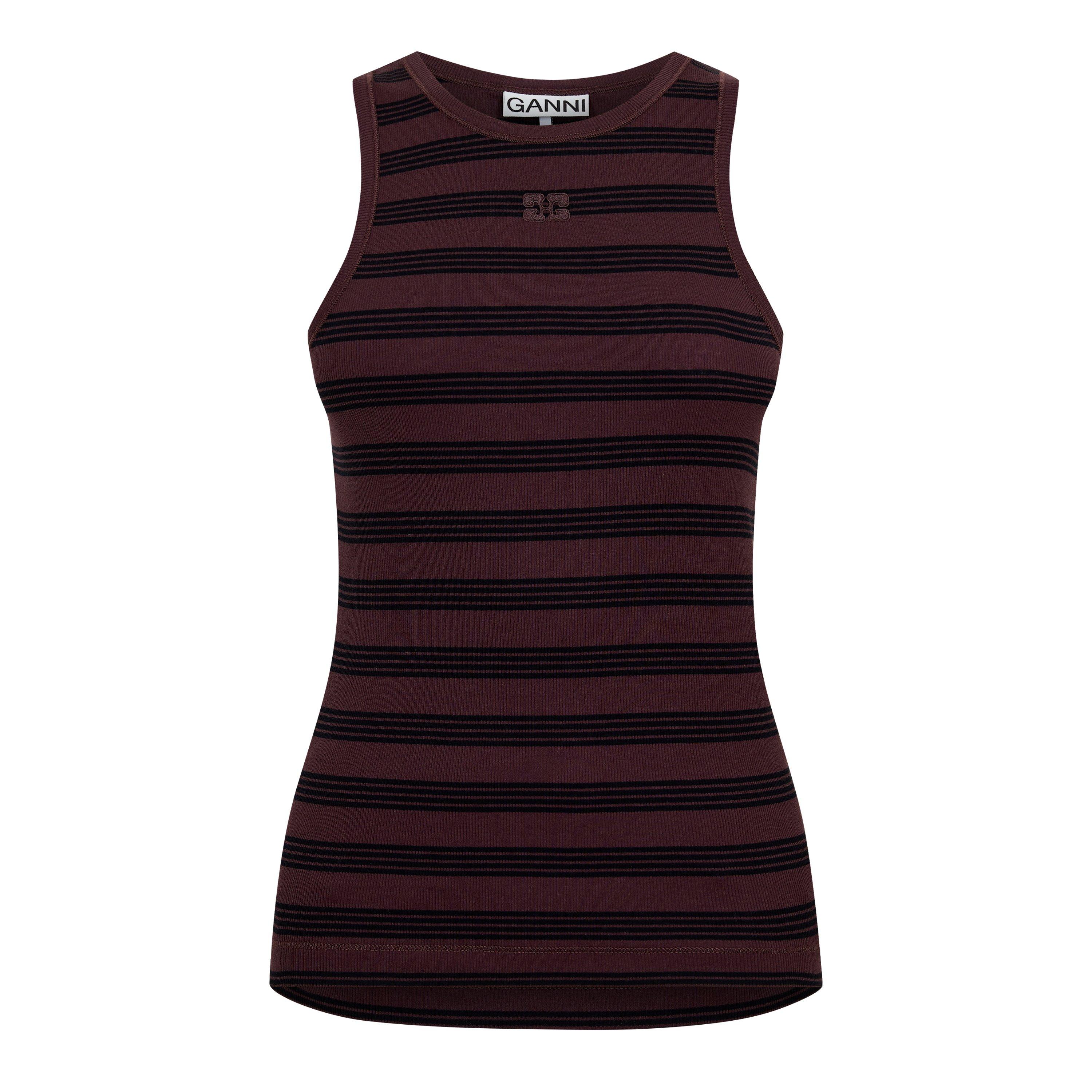 Chocolate Plum - Ganni - Women's Cotton Racerback Vest - 1