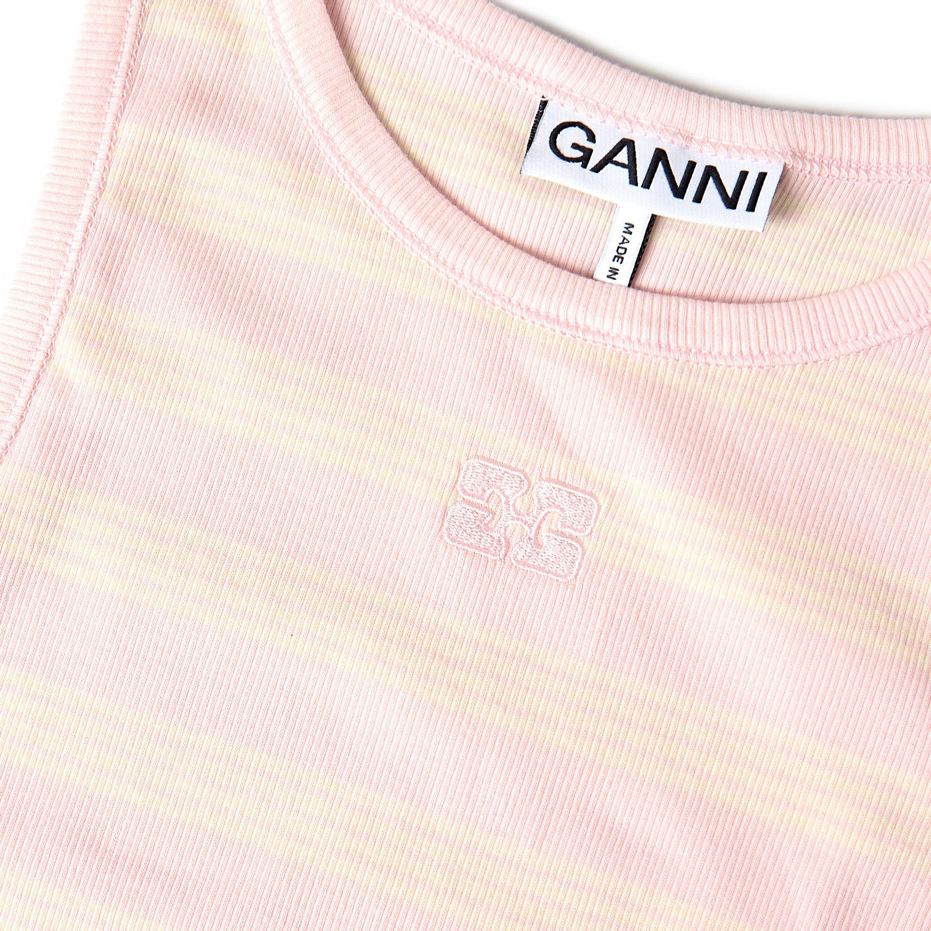 Chalk Pink - Ganni - Women's Cotton Racerback Vest - 5