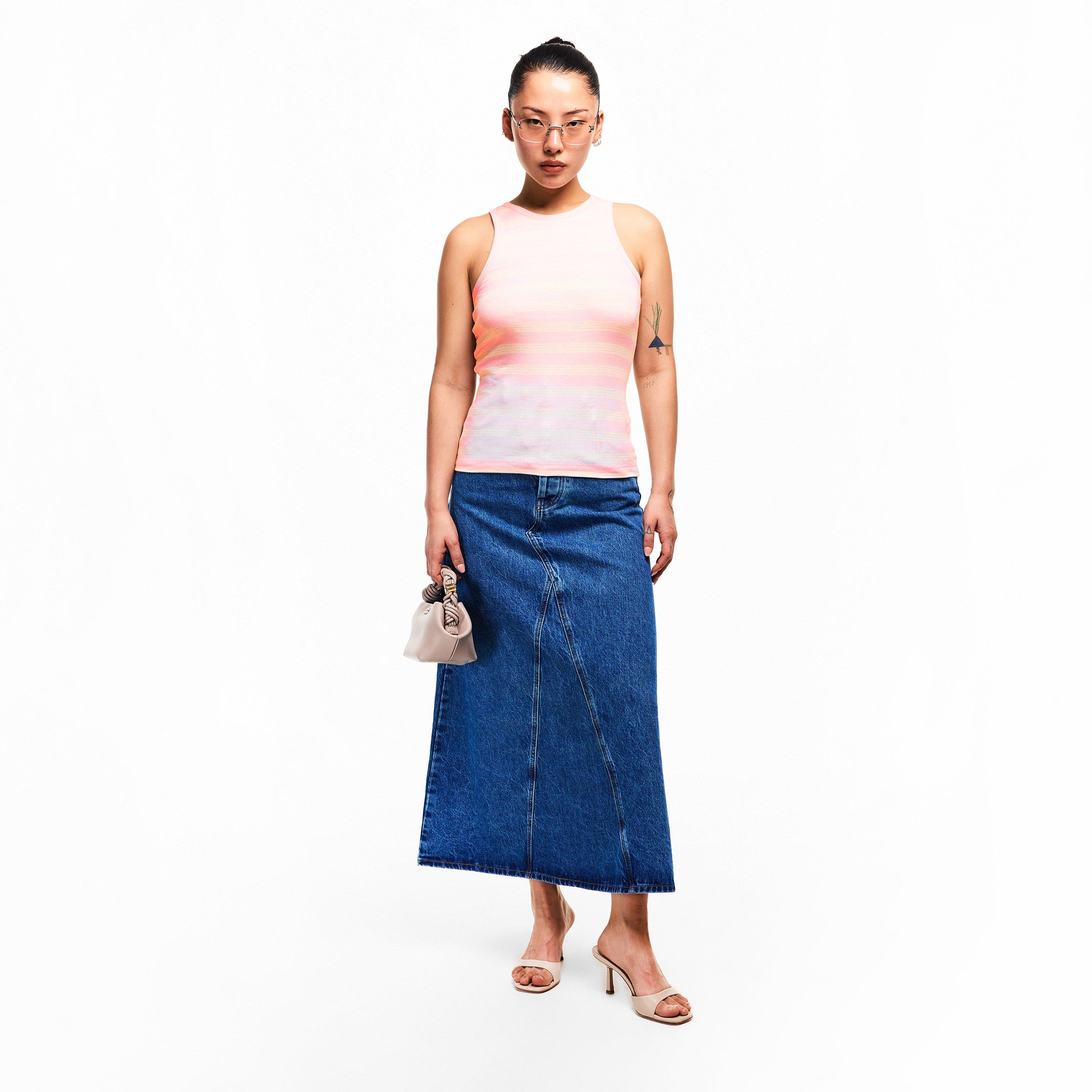 Chalk Pink - Ganni - Women's Cotton Racerback Vest - 6