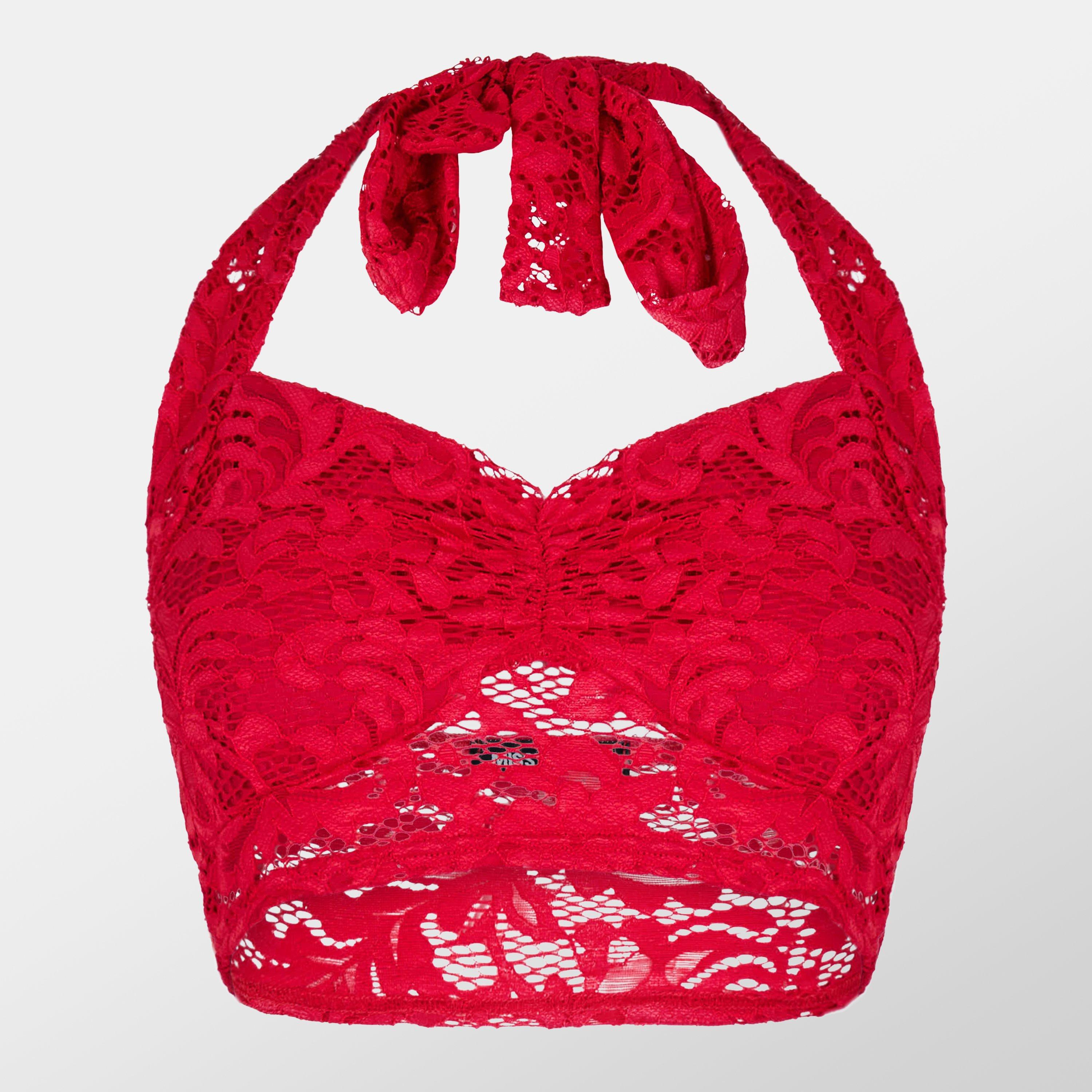 Missy Empire Lace Halterneck Top Womens